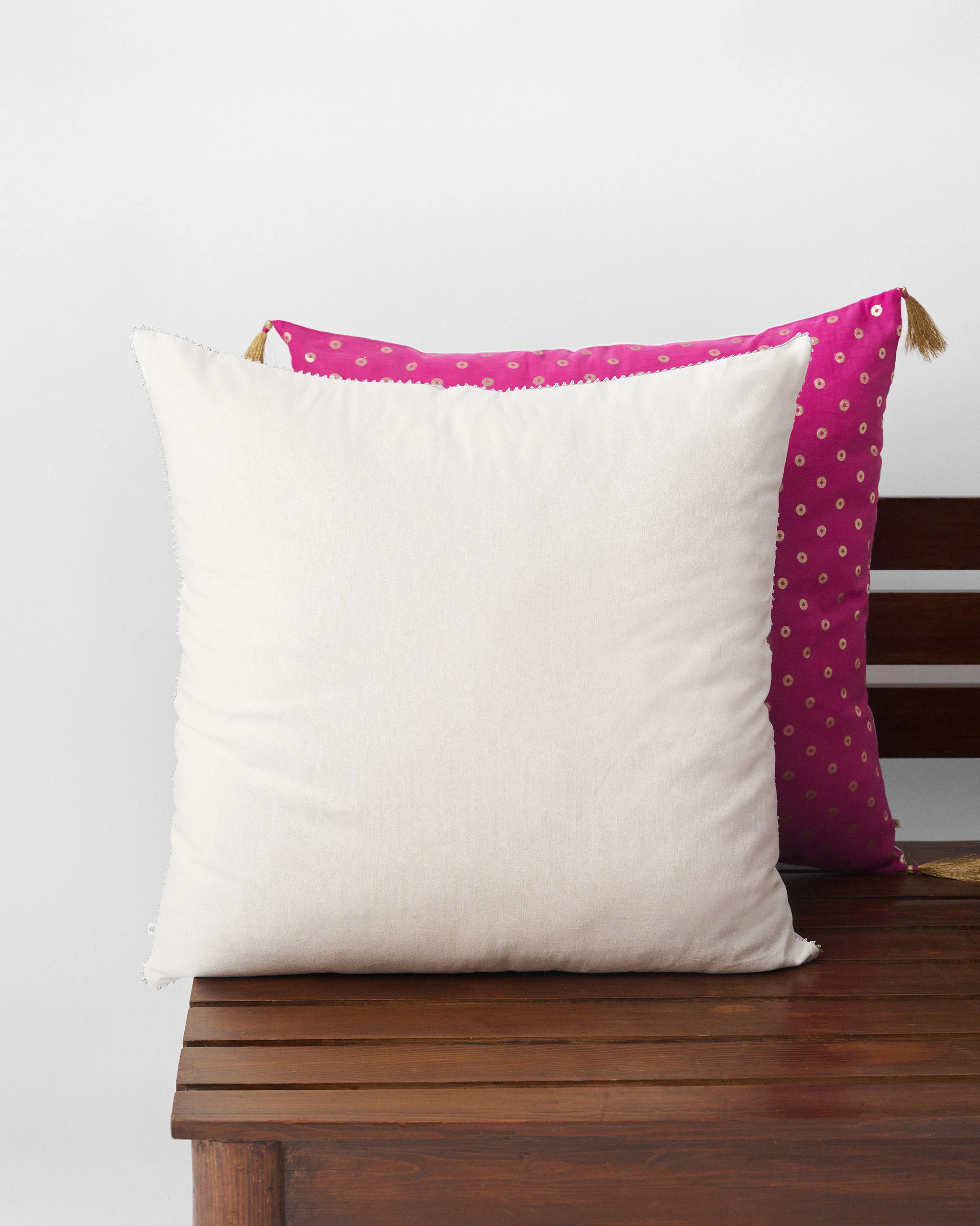 Silver Chanderi Cushion Cover - Image 2