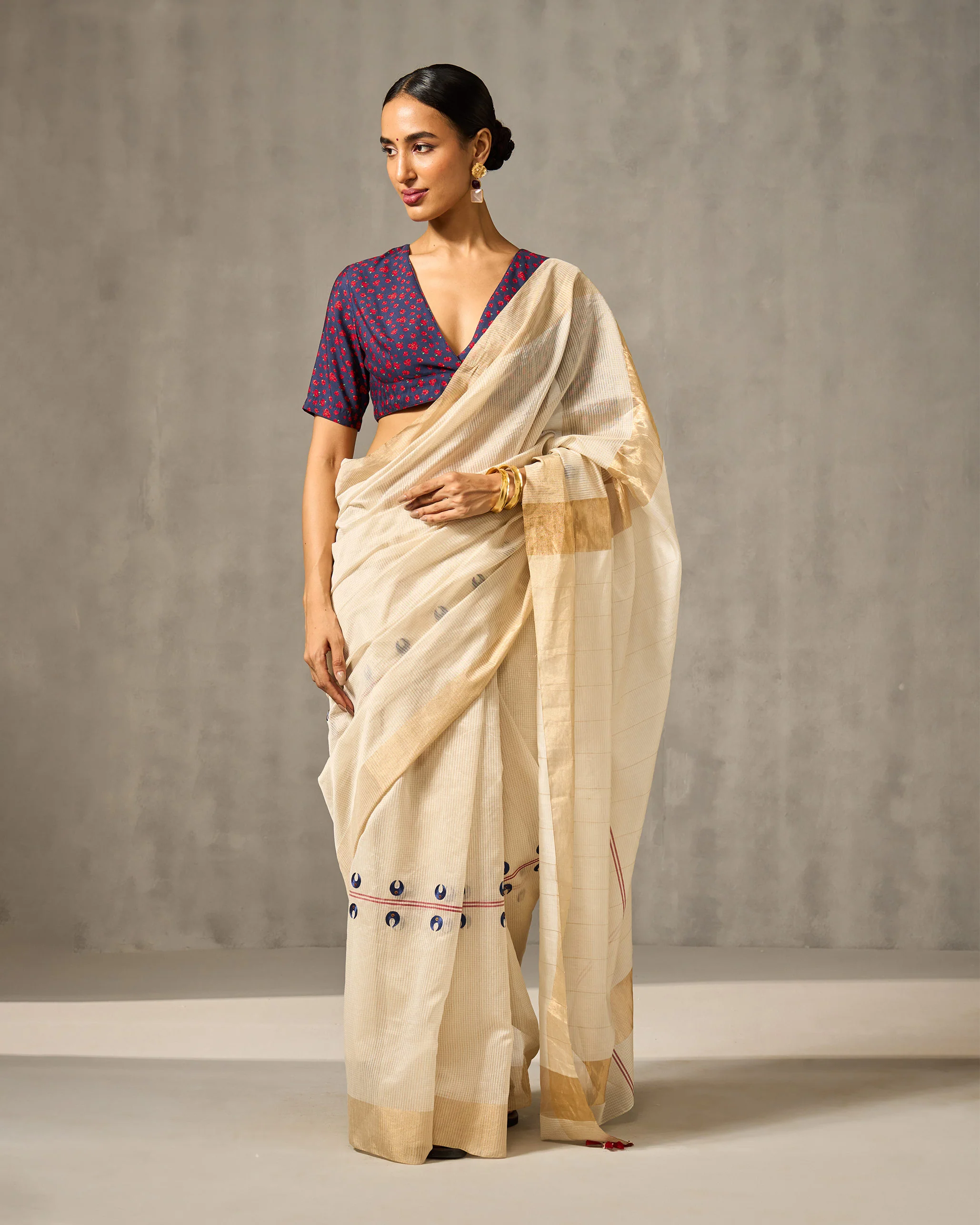 Sitara Blouse - Navy & Red Print - Image 3