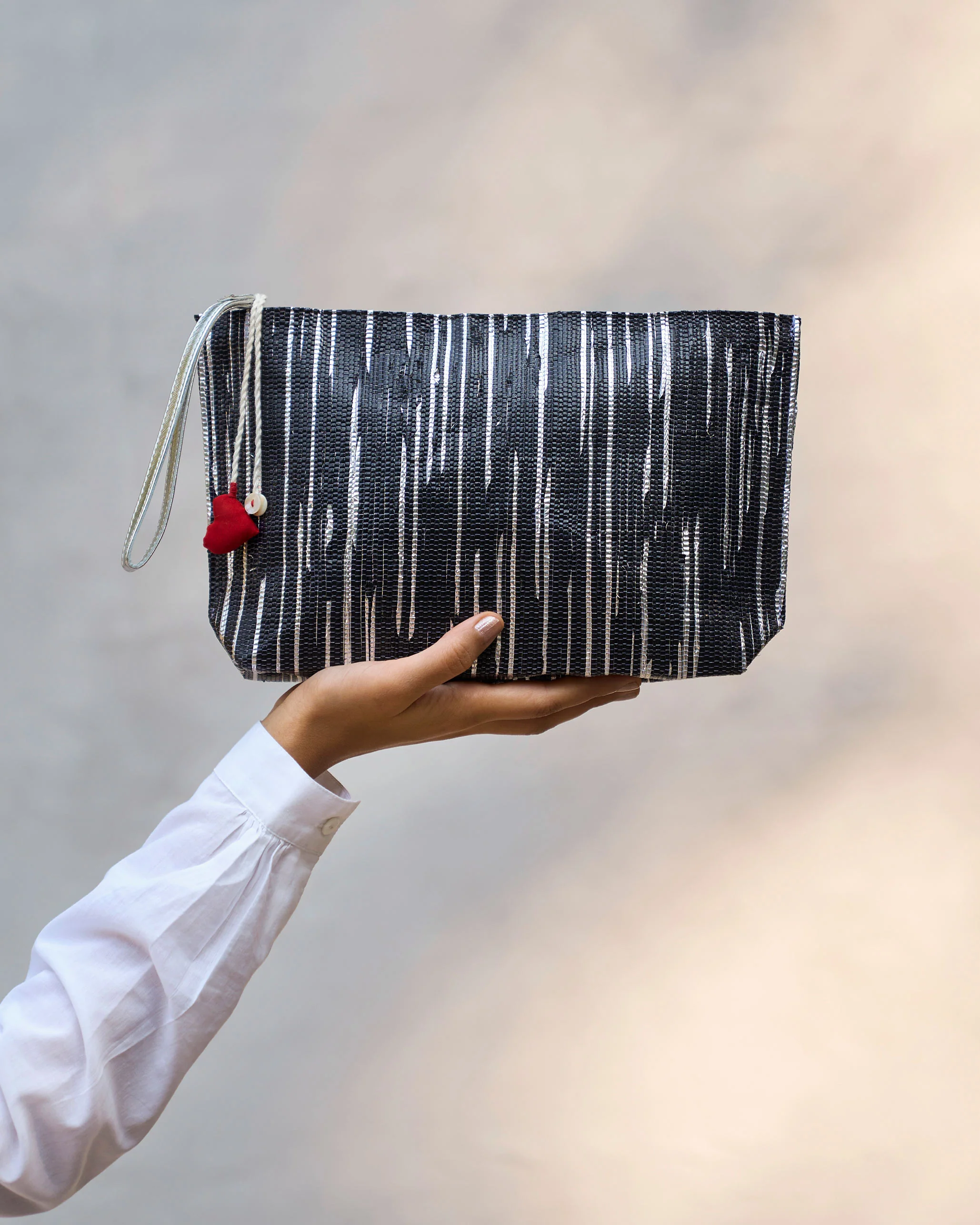 Sitara Clutch - Silver & Black - Image 4