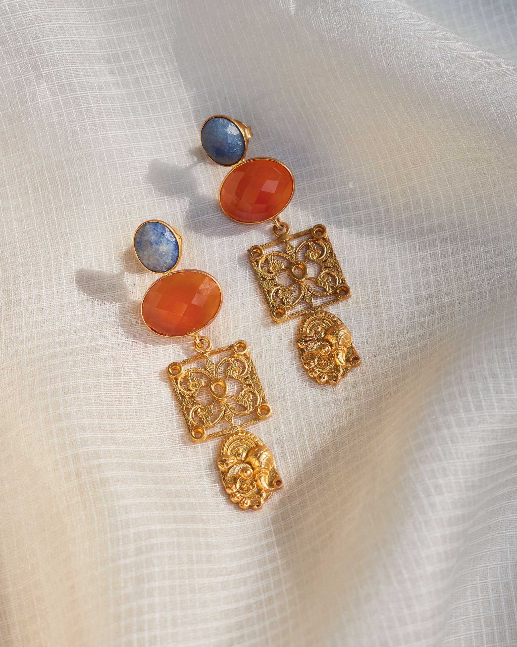 Sitara Jali Earrings - Gold - Image 2
