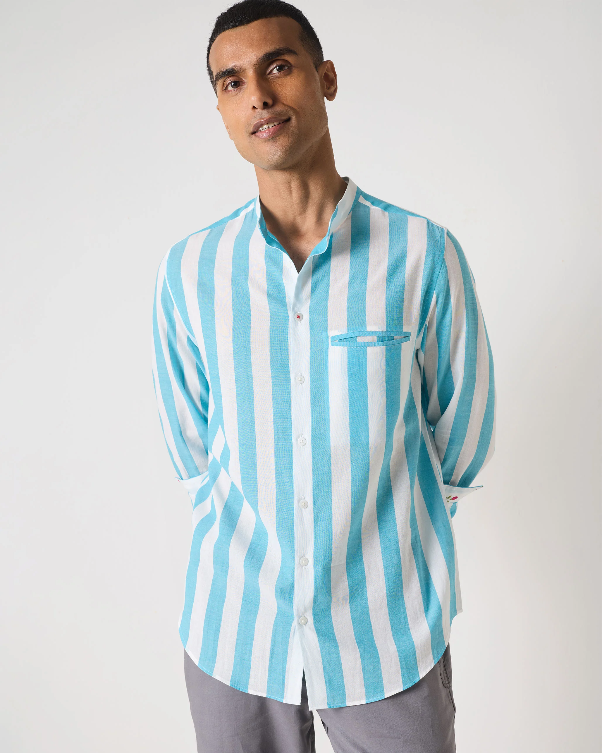 Slim Fit Shirt - Blue Stripes - Image 4
