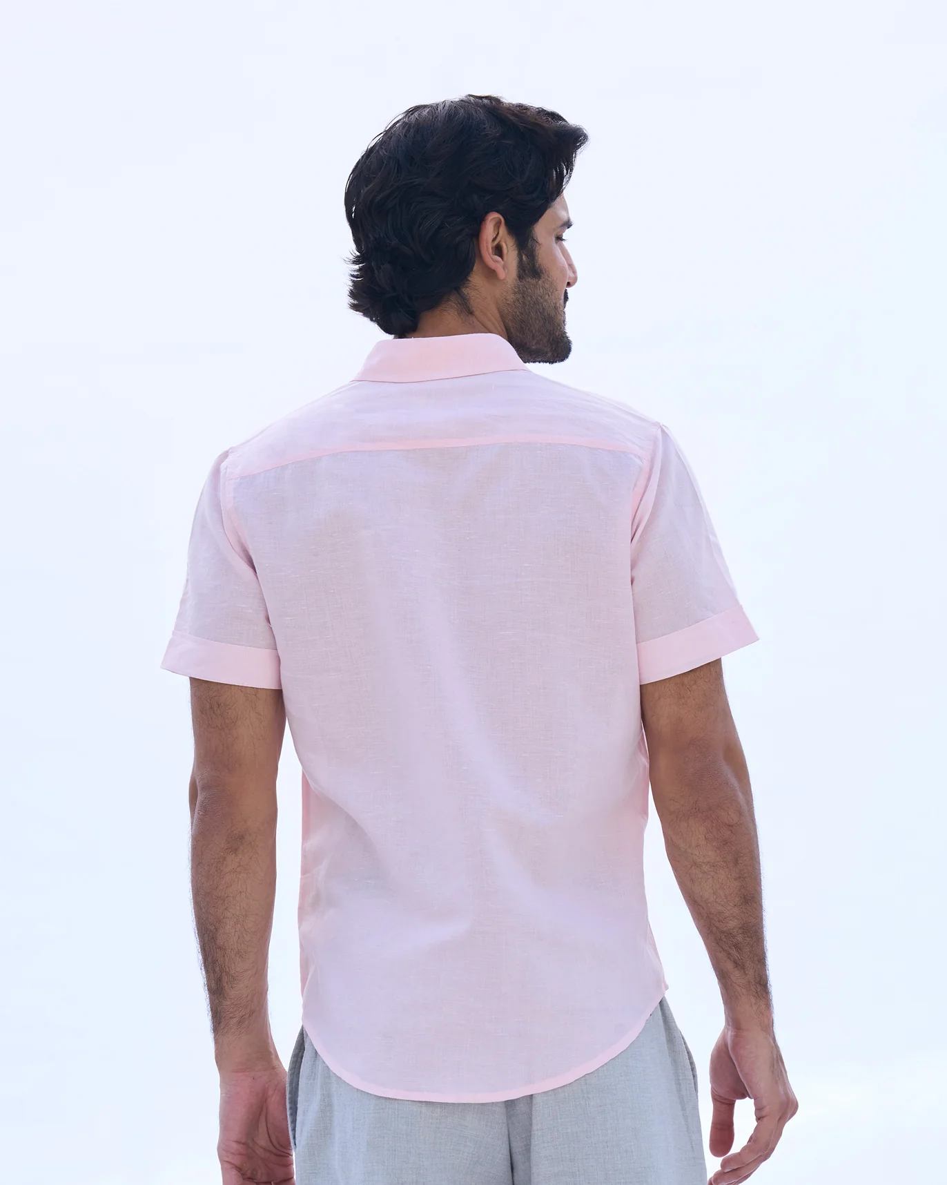 Slim Half Sleeve Shirt - Pink - Image 4