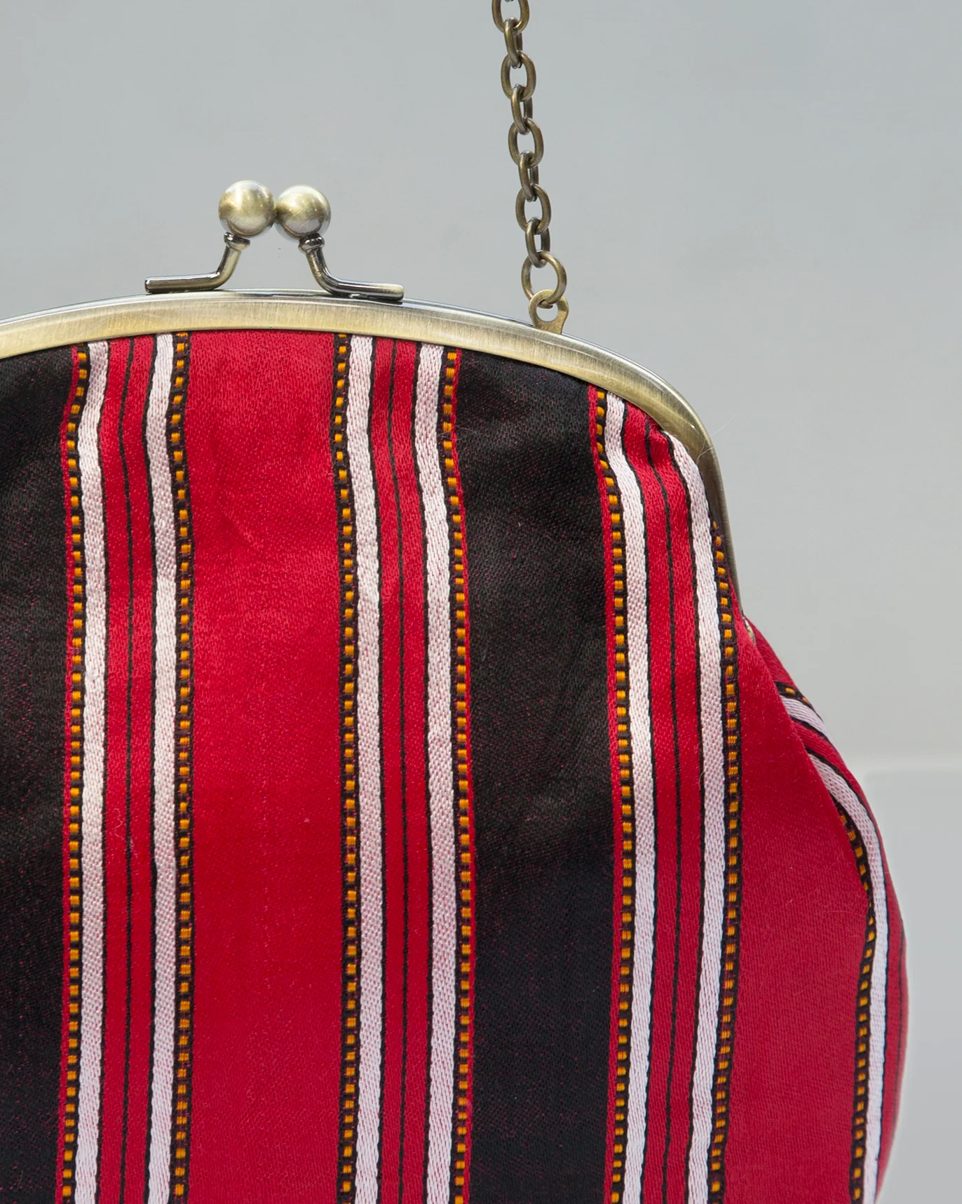Sling Stripe Clutch - Red & Brown - Image 4