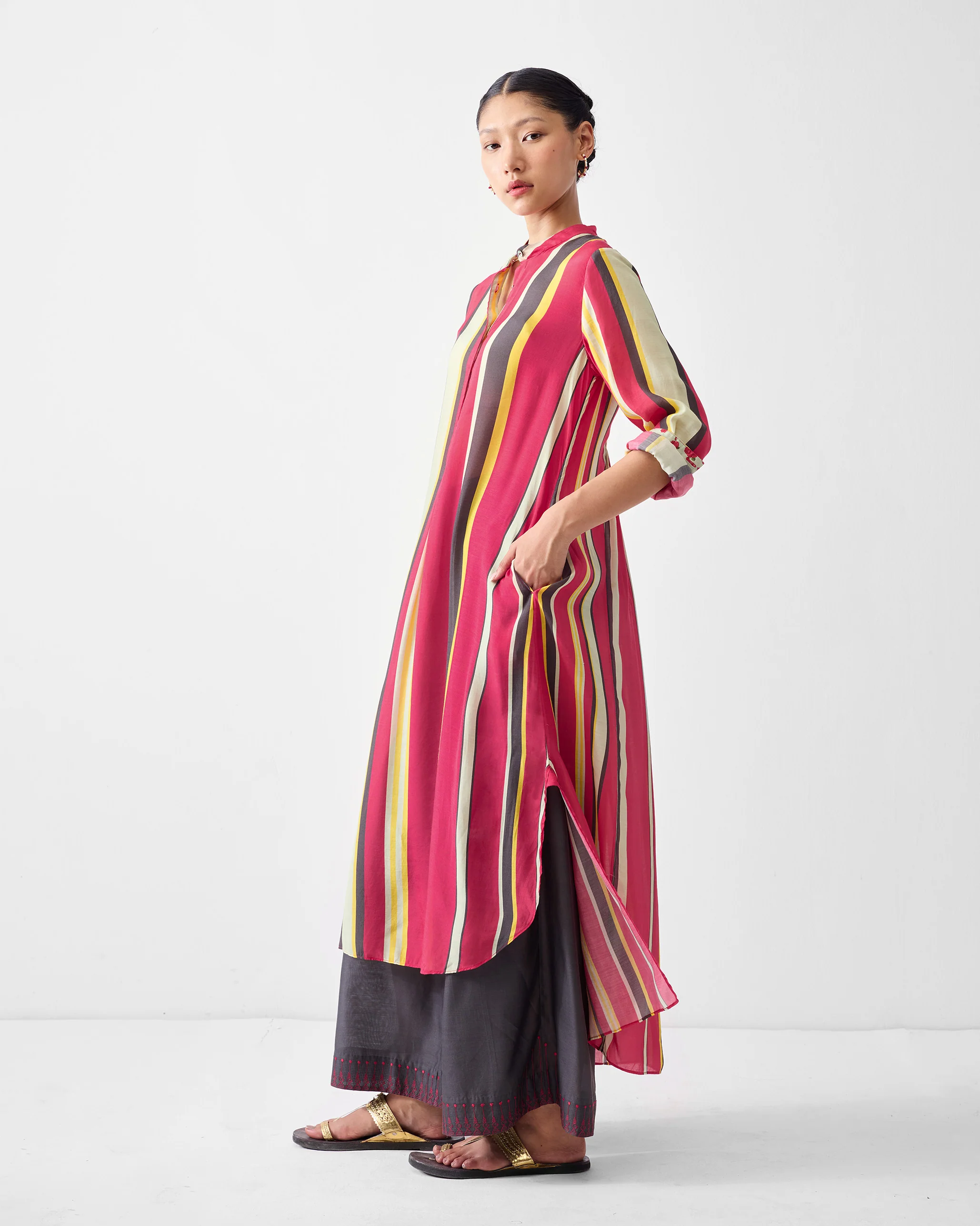 Smocked Back Kurta - Multicolor Print - Image 4