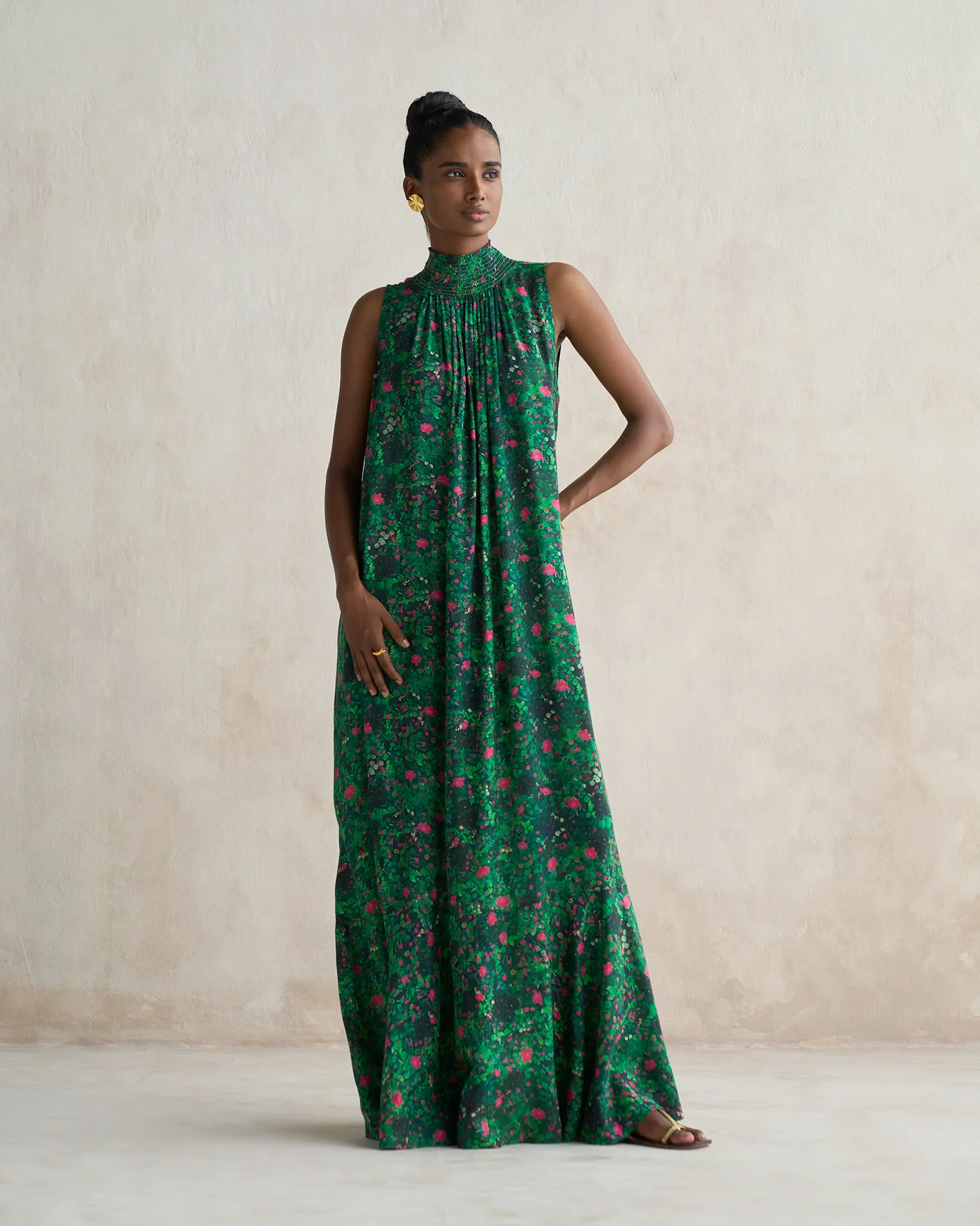 Smocked Neck Dress - Multi - Image 4