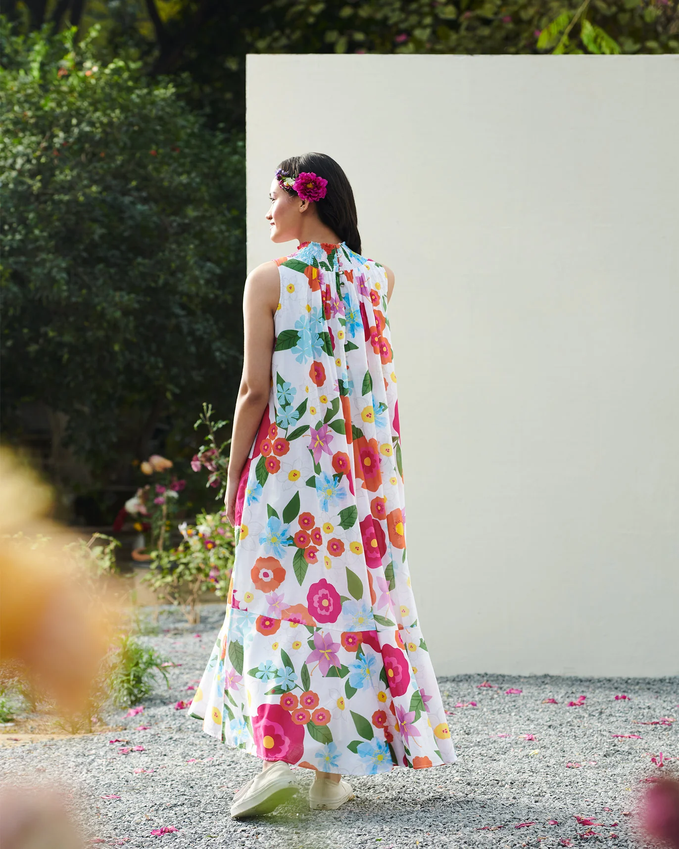 Smocked Neck Dress - Multi - Image 3