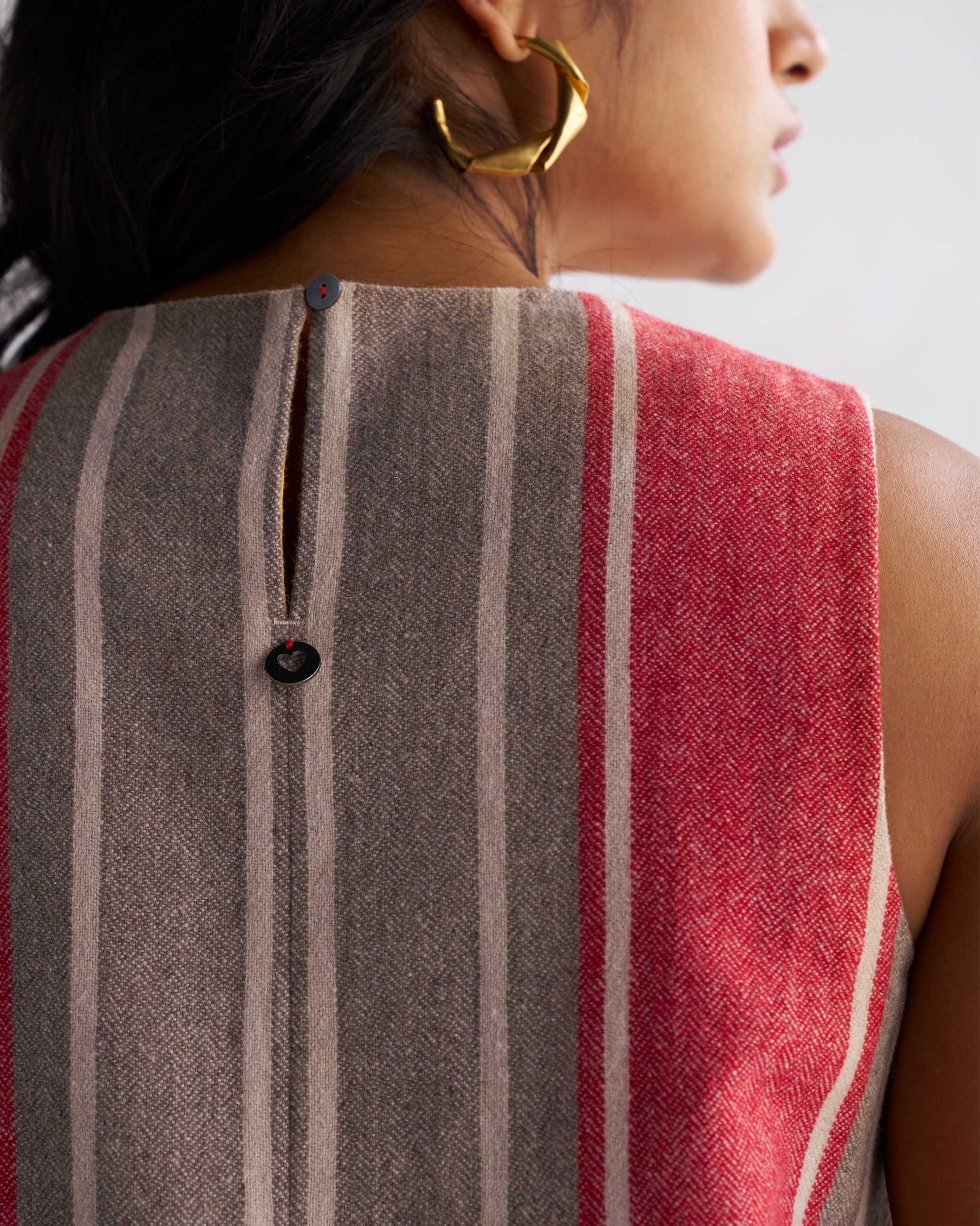 Solstice Slit Top - Red & Beige - Image 3