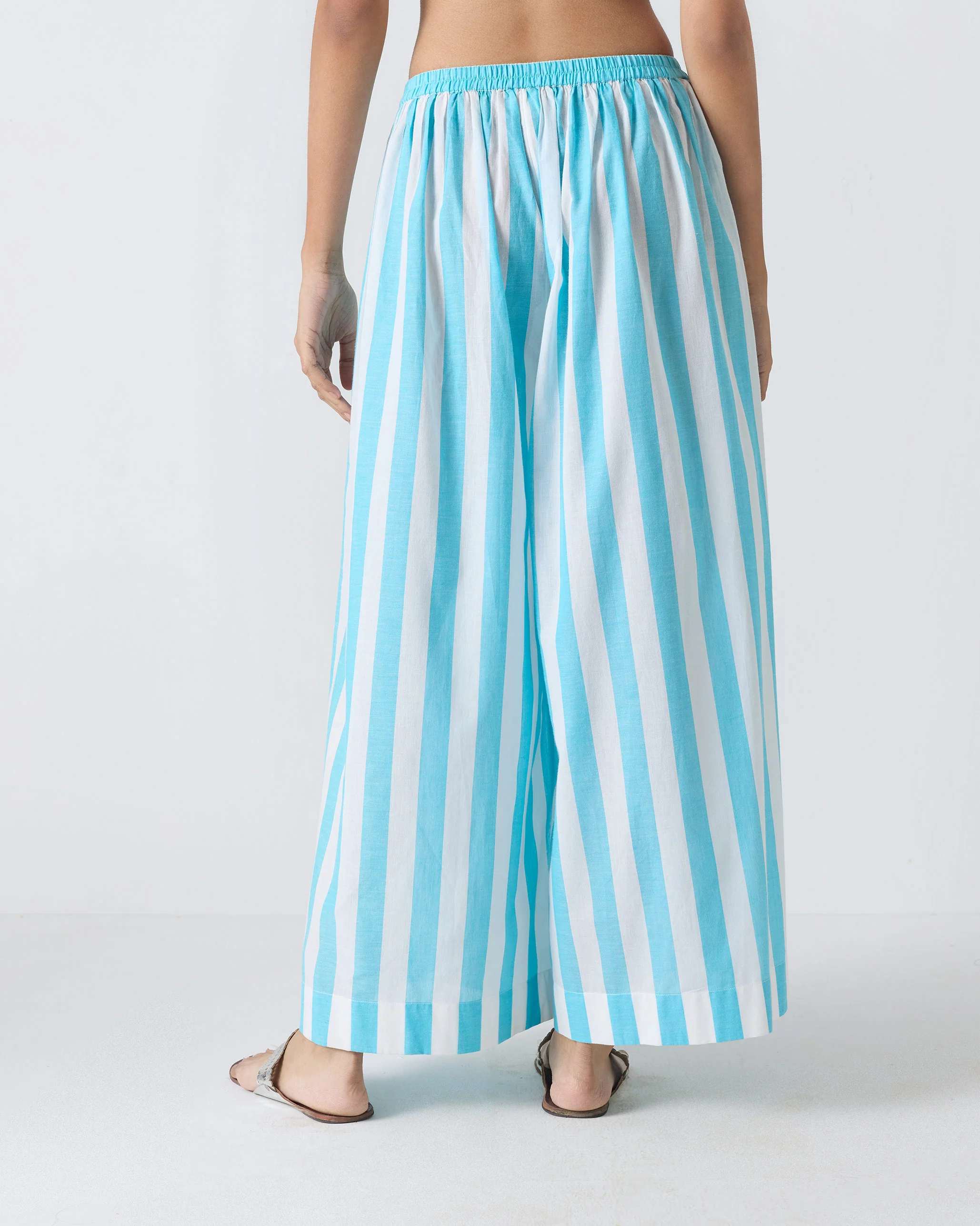 Soto Flared Pants - Aqua & White Stripes - Image 3