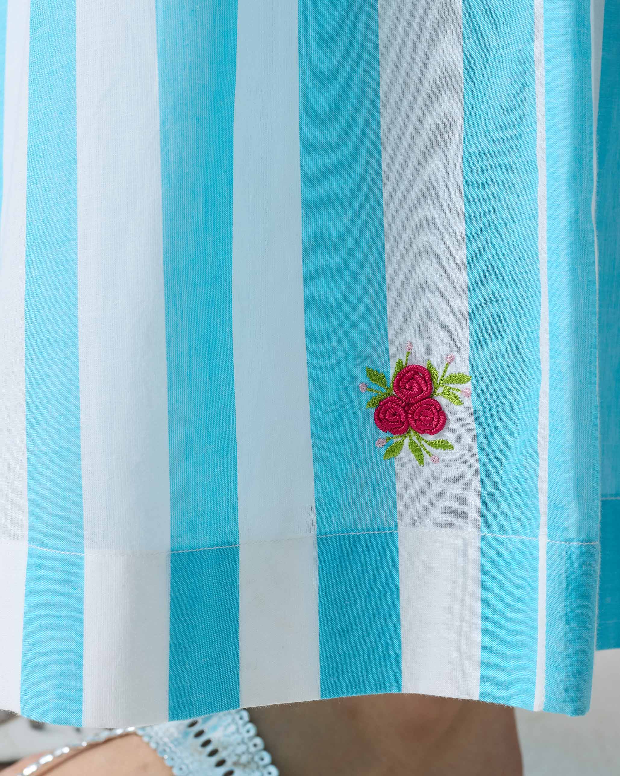 Soto Flared Pants - Aqua & White Stripes - Image 4