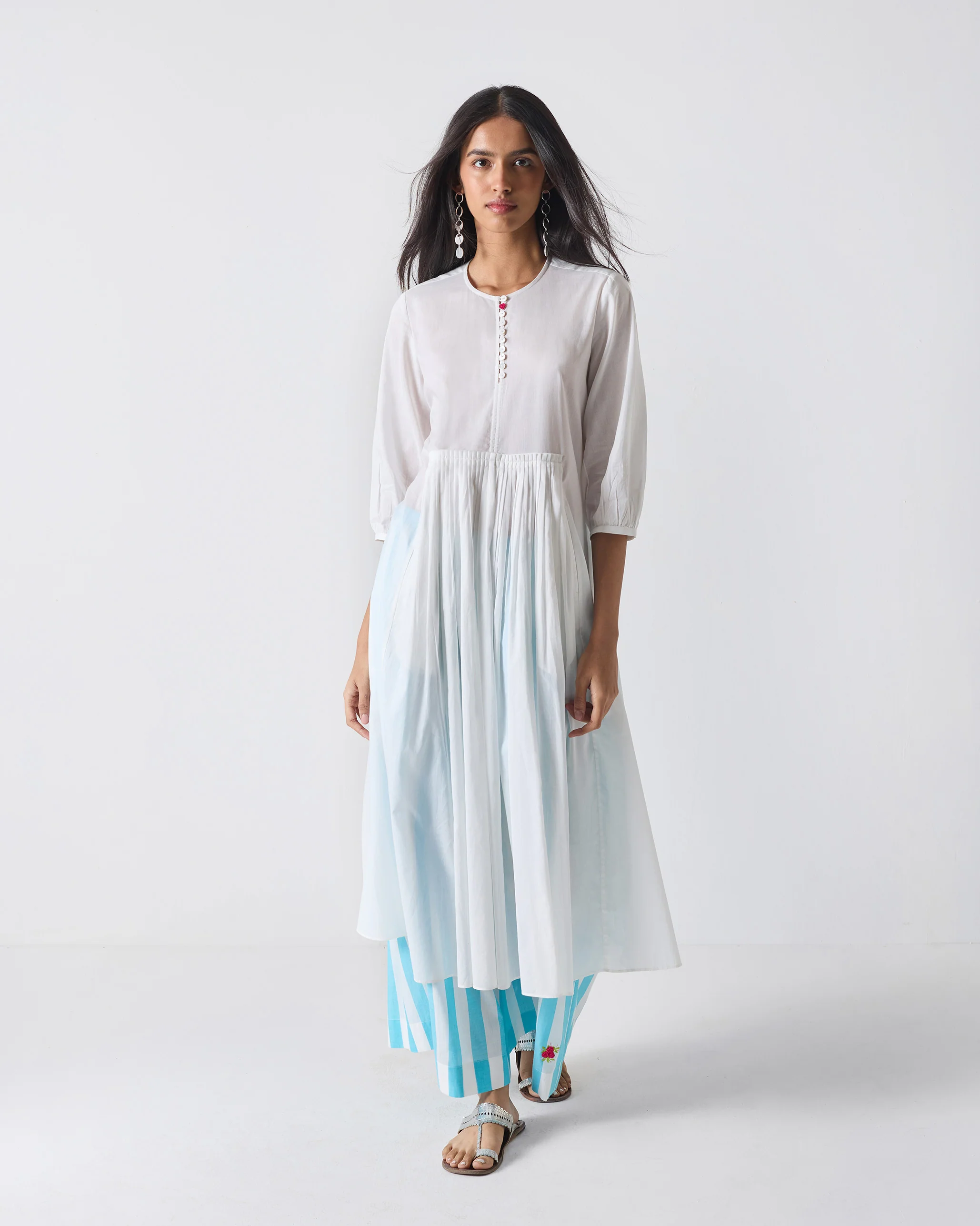 Soto Flared Pants - Aqua & White Stripes - Image 6