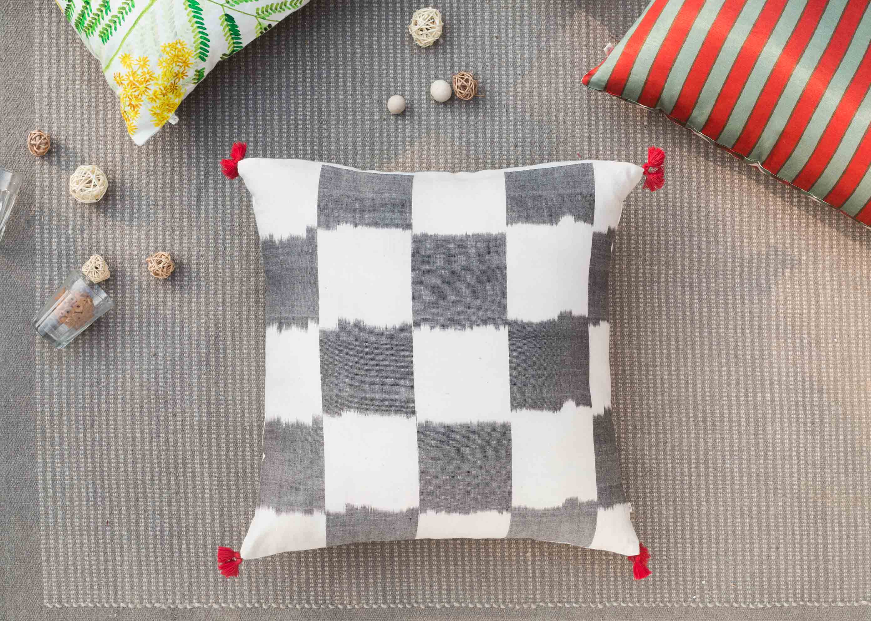 Square Ikat Cushion Cover - Brown - Image 3