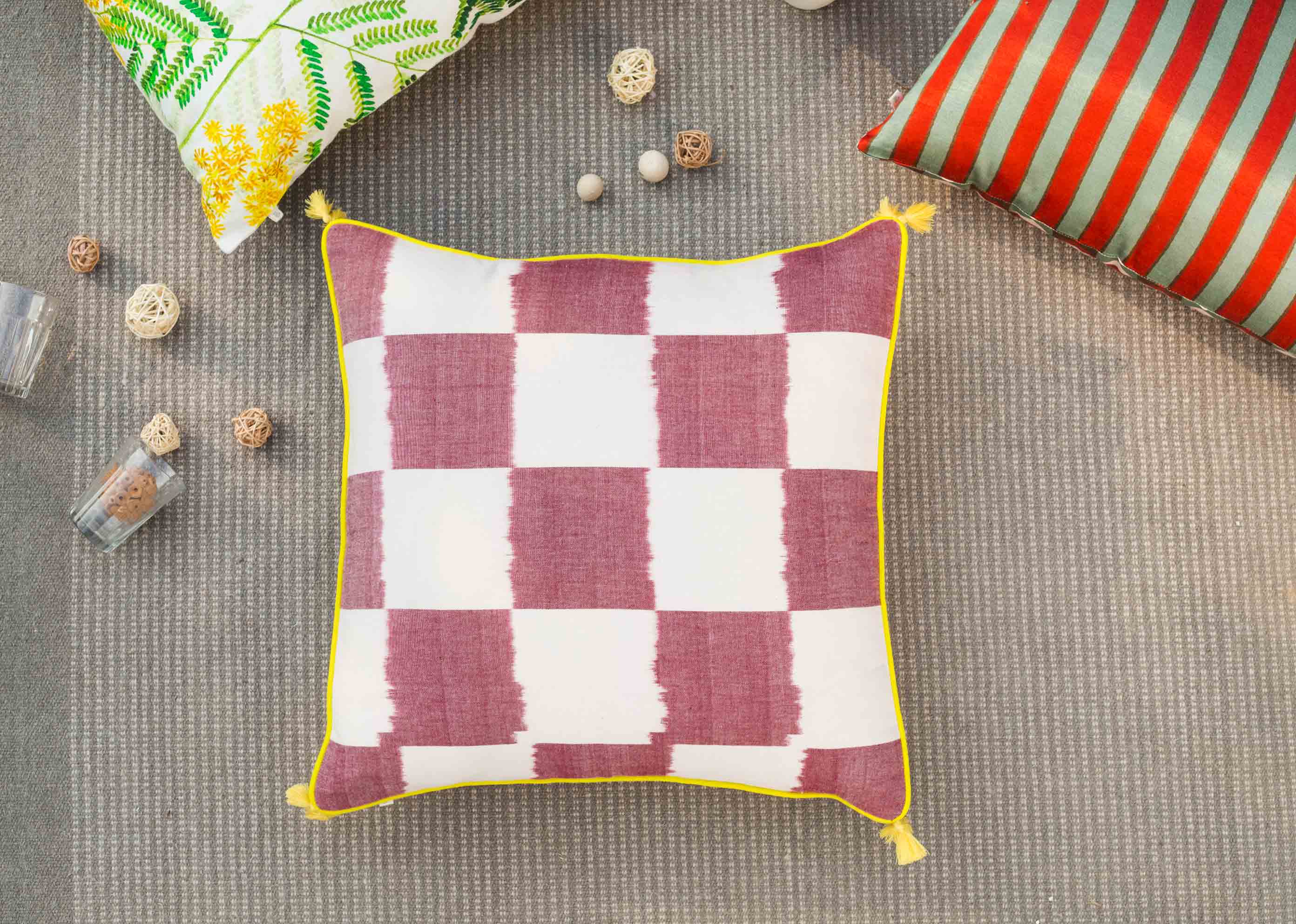 Square Ikat Cushion Cover - Red - Image 3