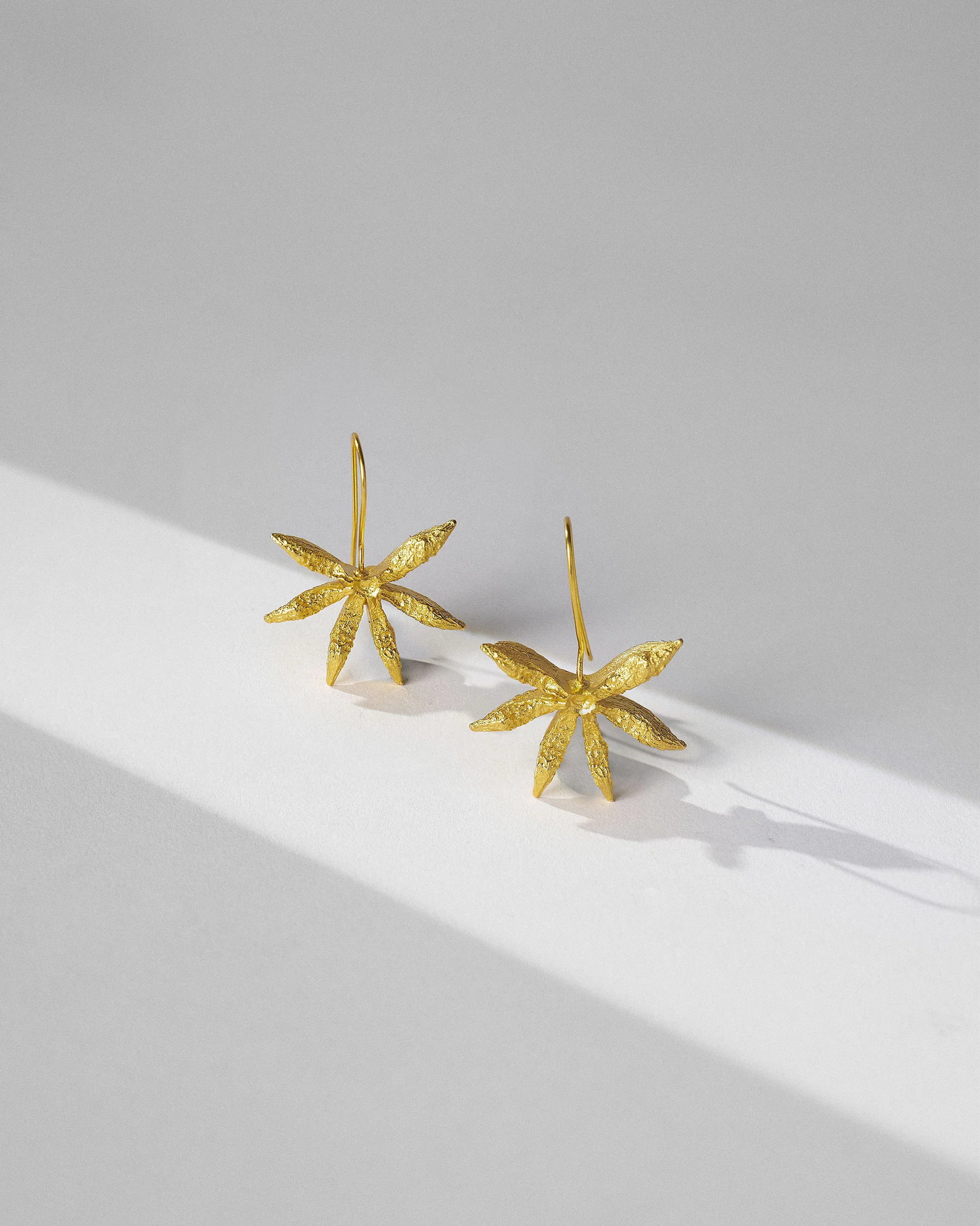 Star Anise Dangle Earrings - Gold - Image 2