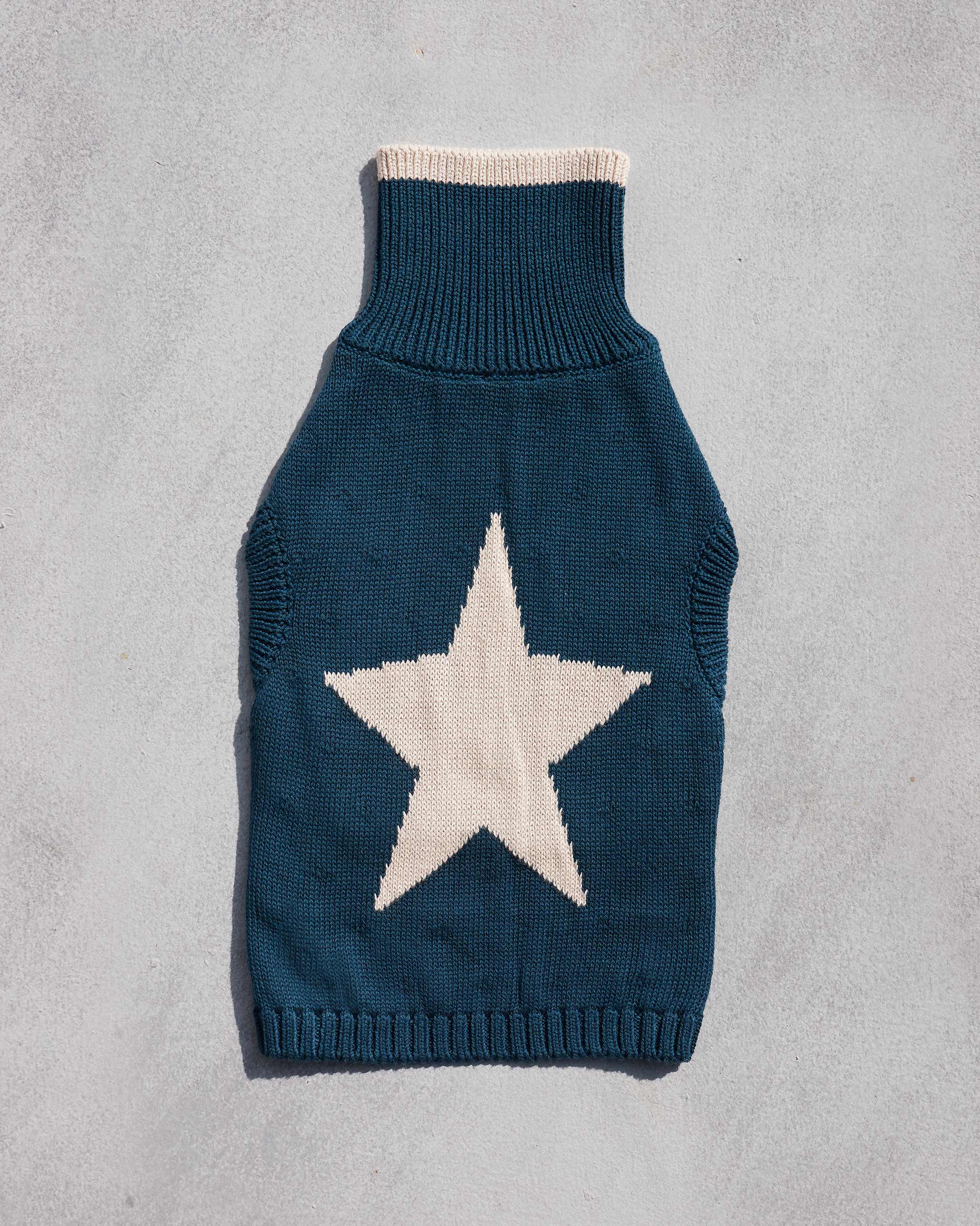 Star Snug Dog Sweater - Teal & Oatmeal - Image 7