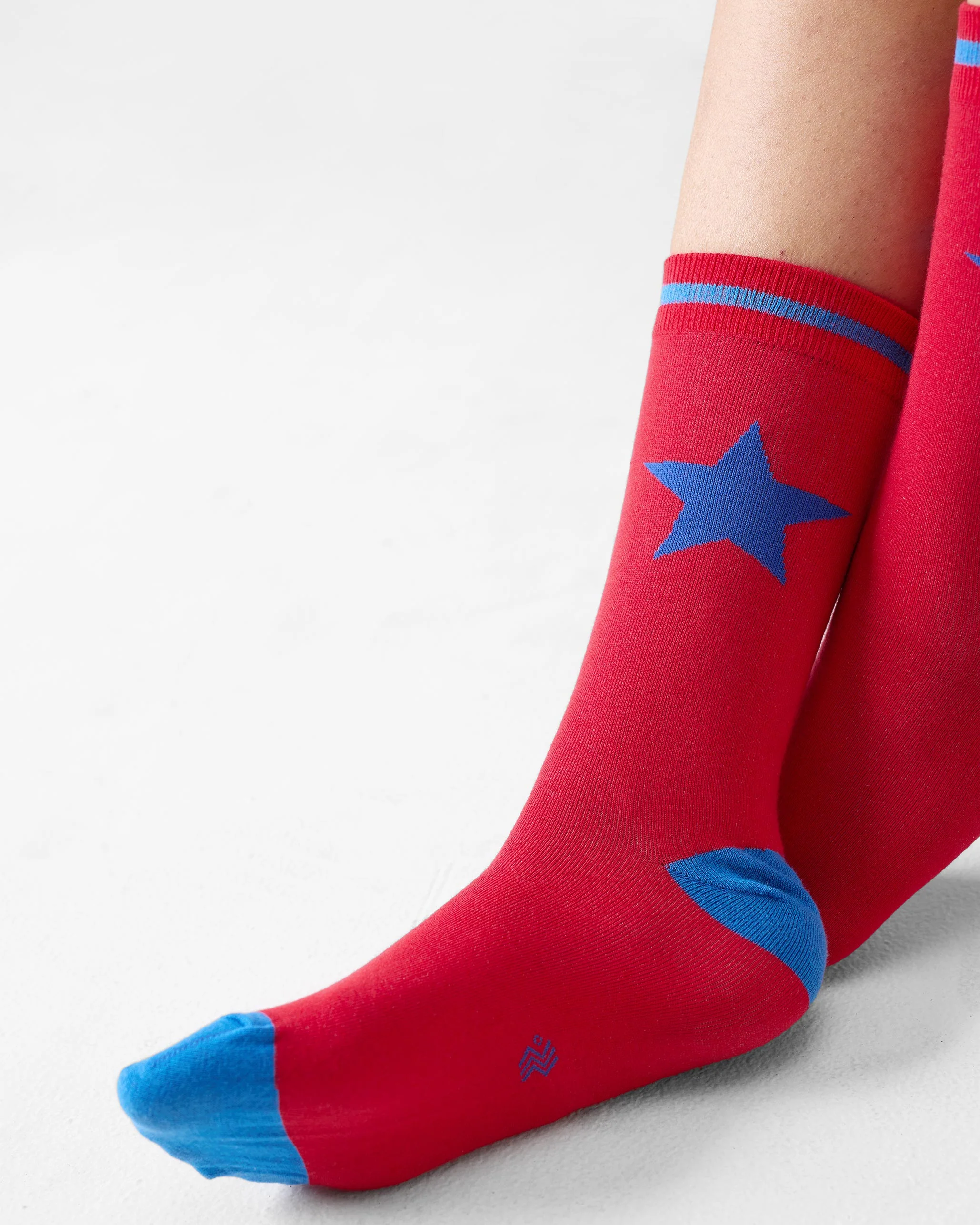 Starstruck Socks - Red & Cobalt Blue - Image 2