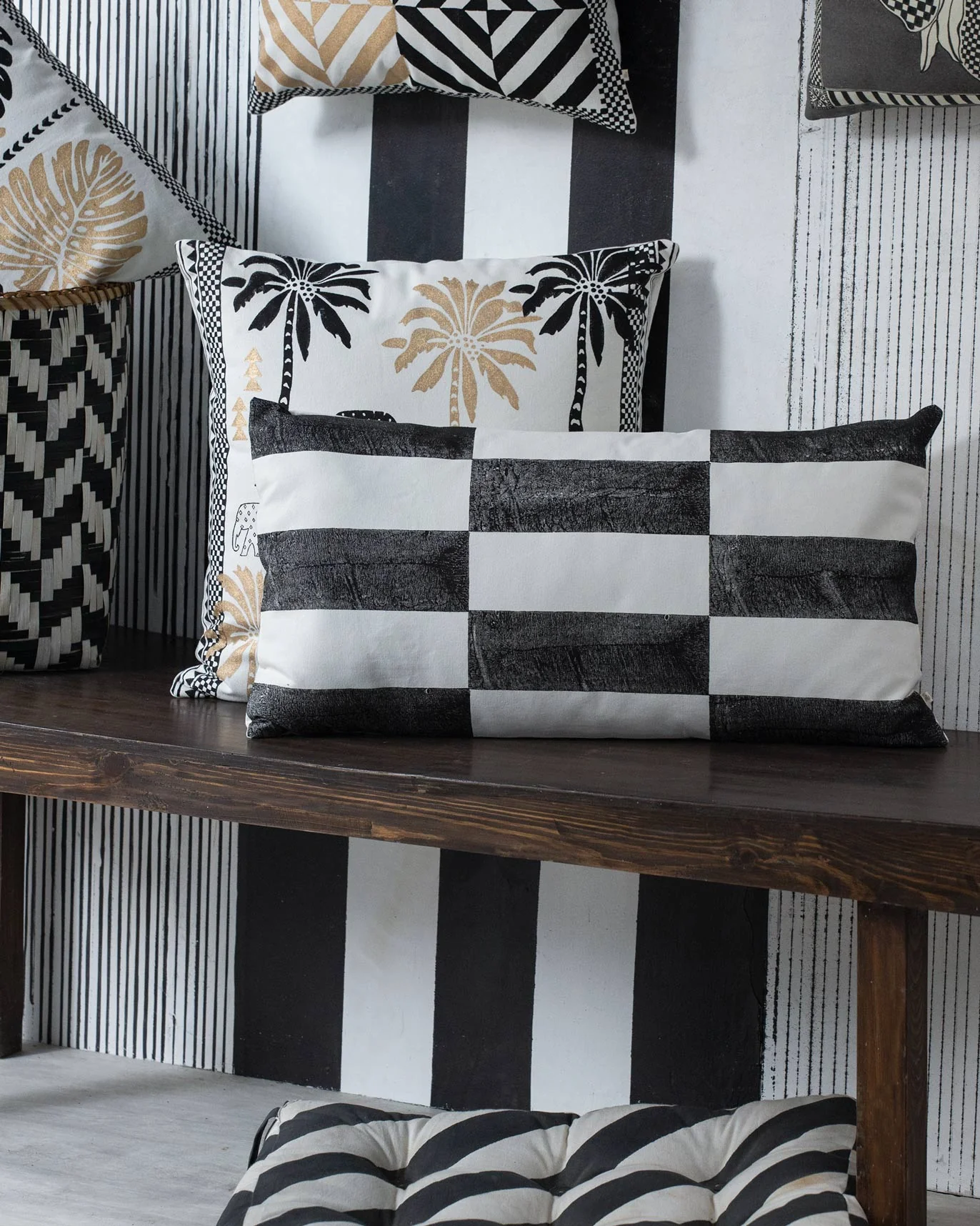 Stone Town Lumbar Pillow Cover - Black & White - Image 2