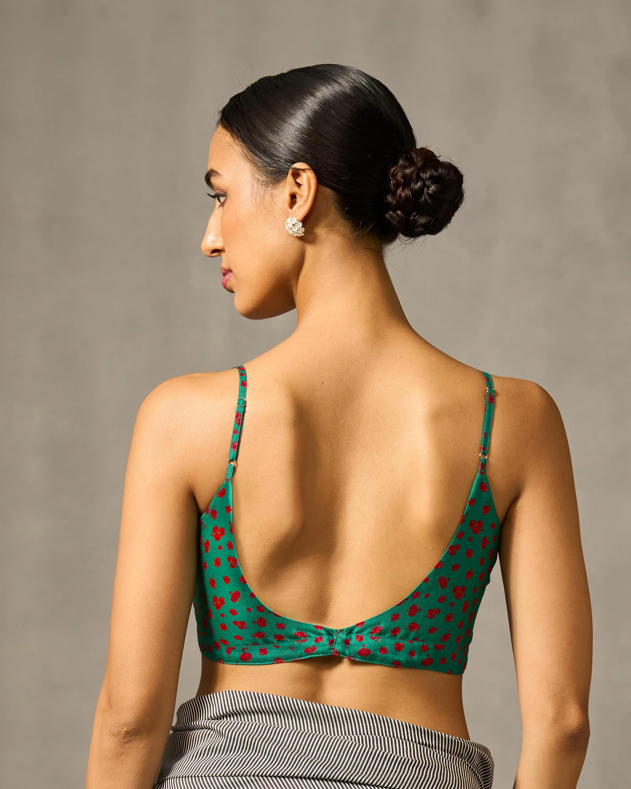 Strappy Blouse - Green & Red Print - Image 2
