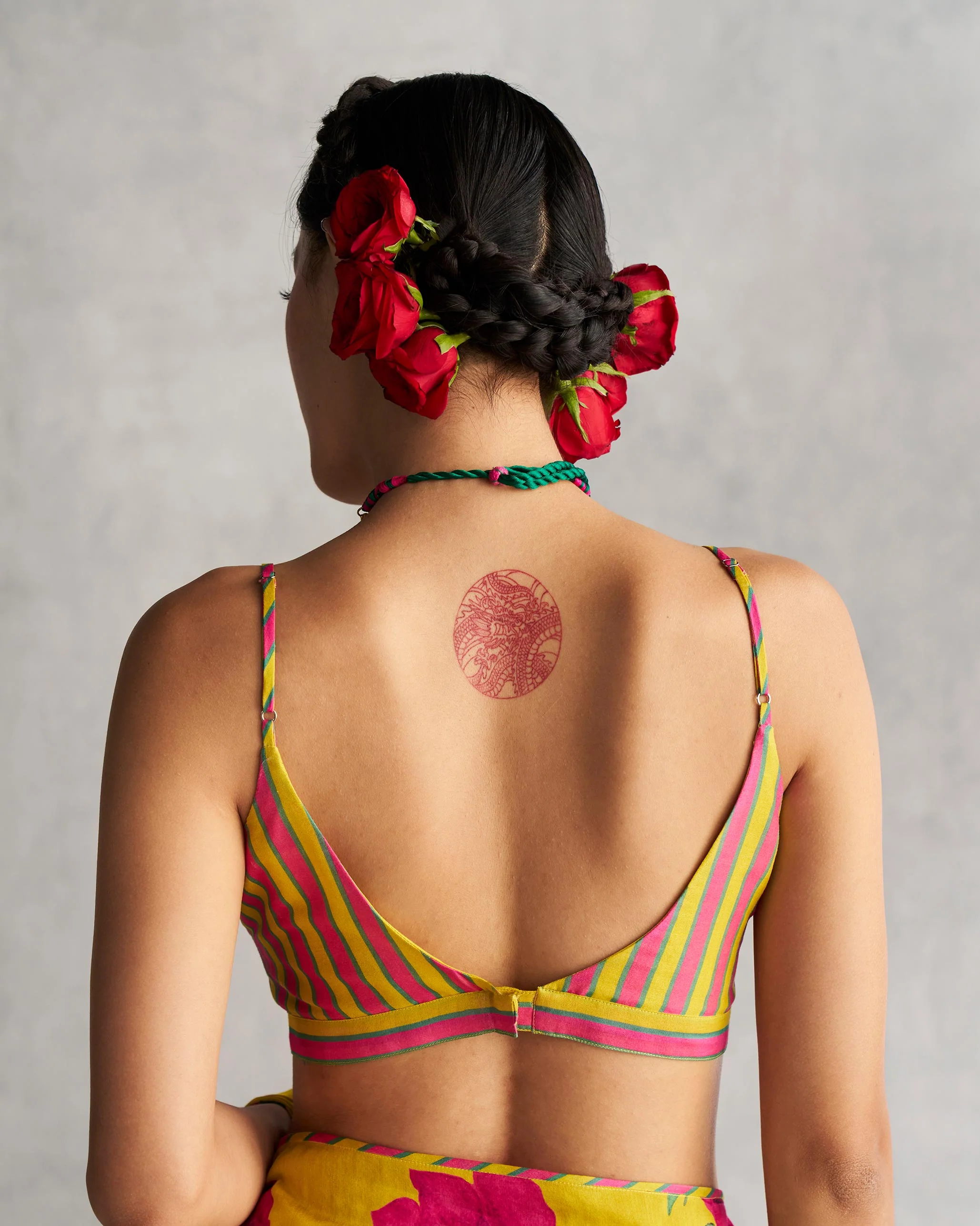 Strappy Blouse - Yellow & Pink - Image 2