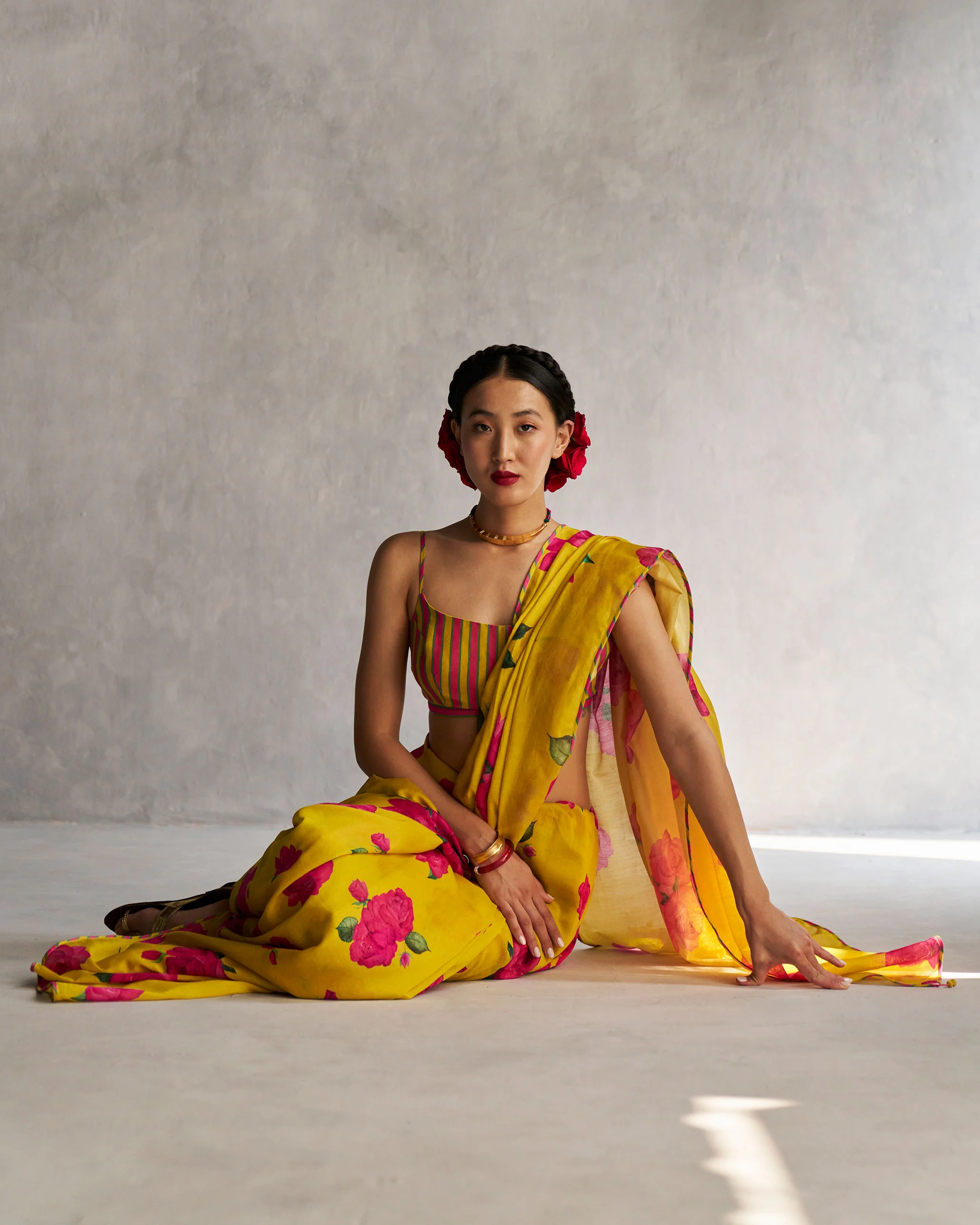 Strappy Blouse - Yellow & Pink - Image 3