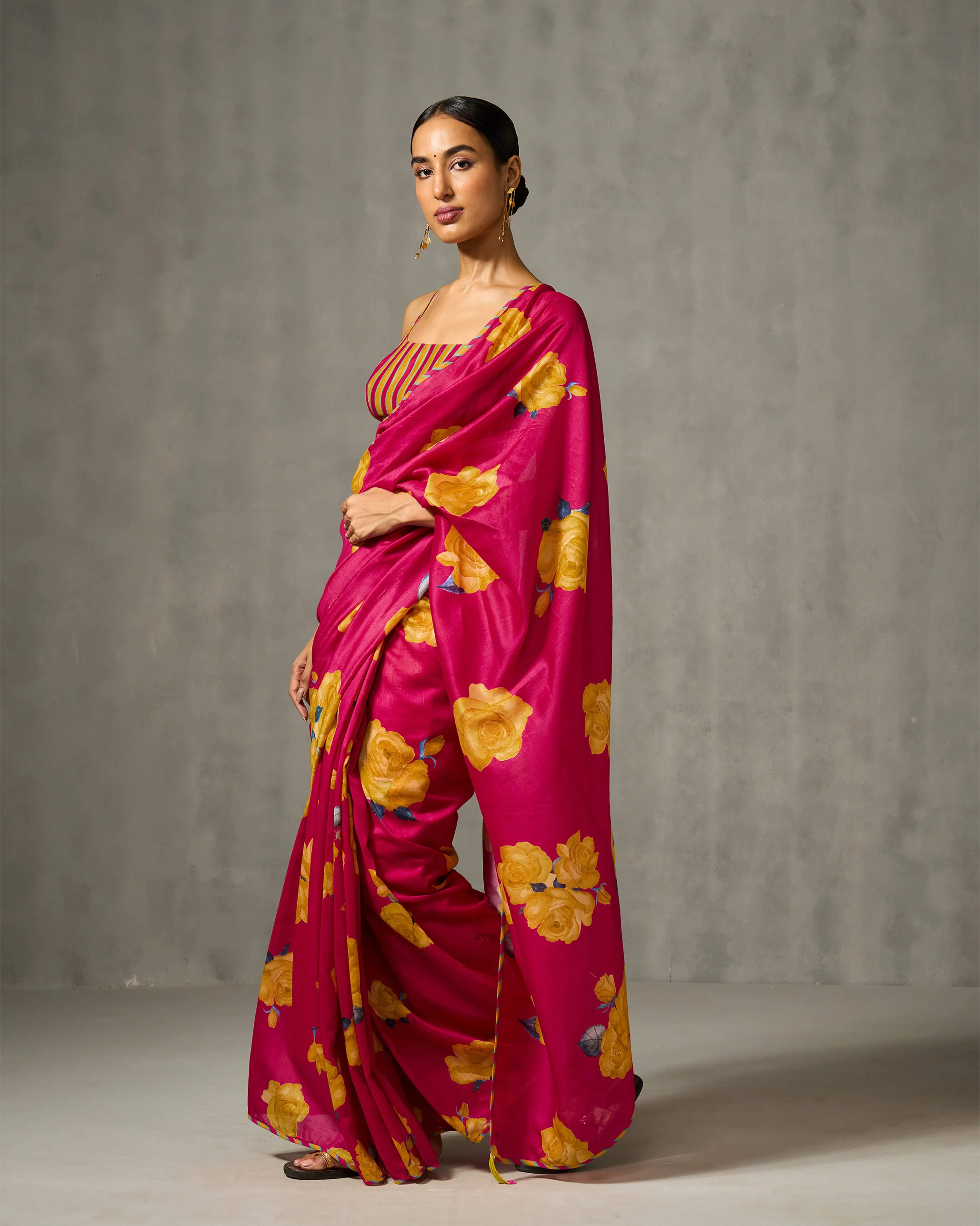 Strappy Blouse - Yellow & Pink Print - Image 3