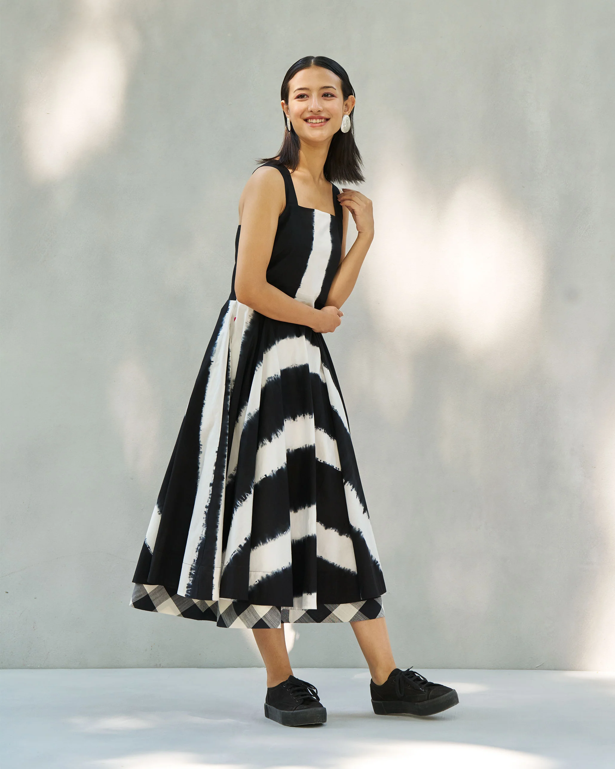 Strappy Smocked Dress - Black & Ivory - Image 6