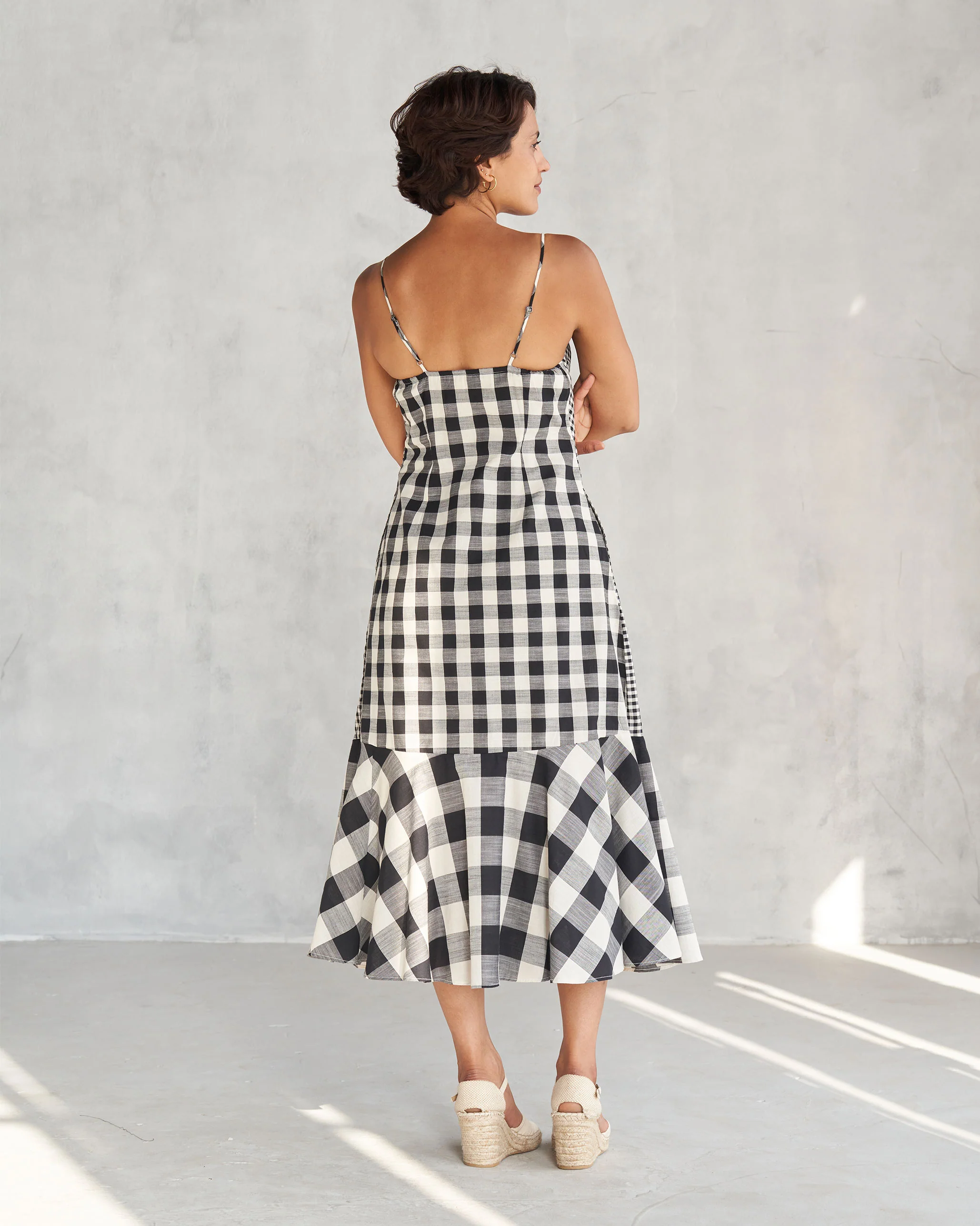 Strappy Tiered Dress - Ivory & Black - Image 4
