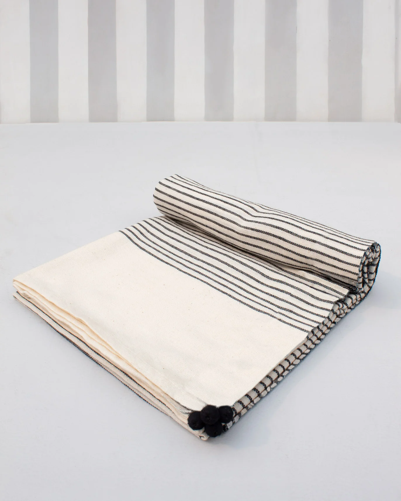 Stripe Beach Throw - Black on White - Image 4