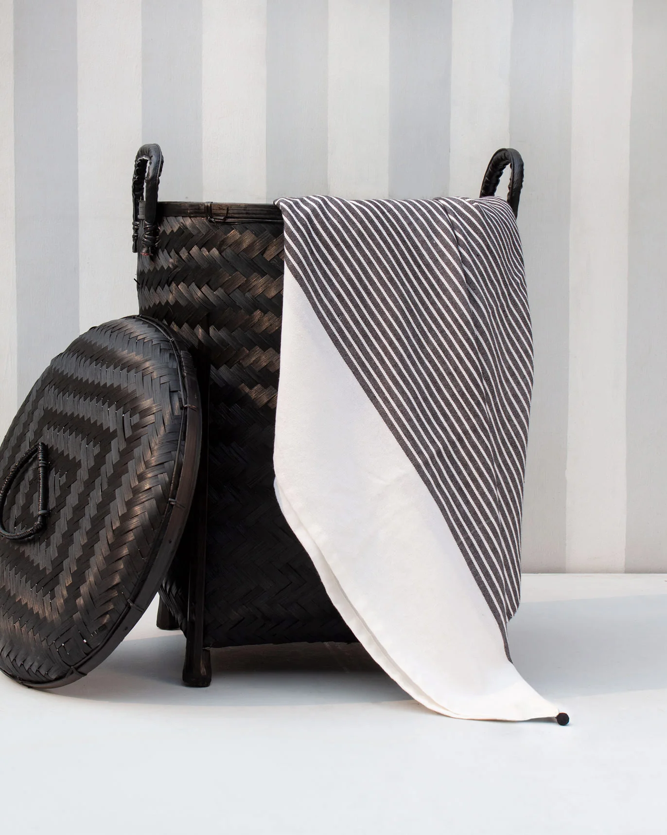 Stripe Beach Throw - White on Black - Image 2