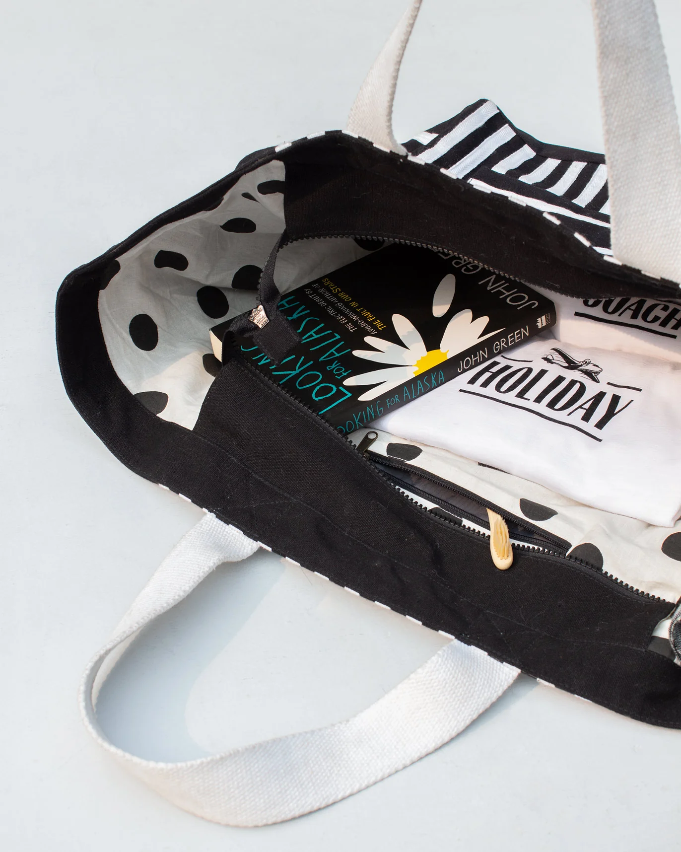 Stripe Boat Tote - Black & White - Image 4