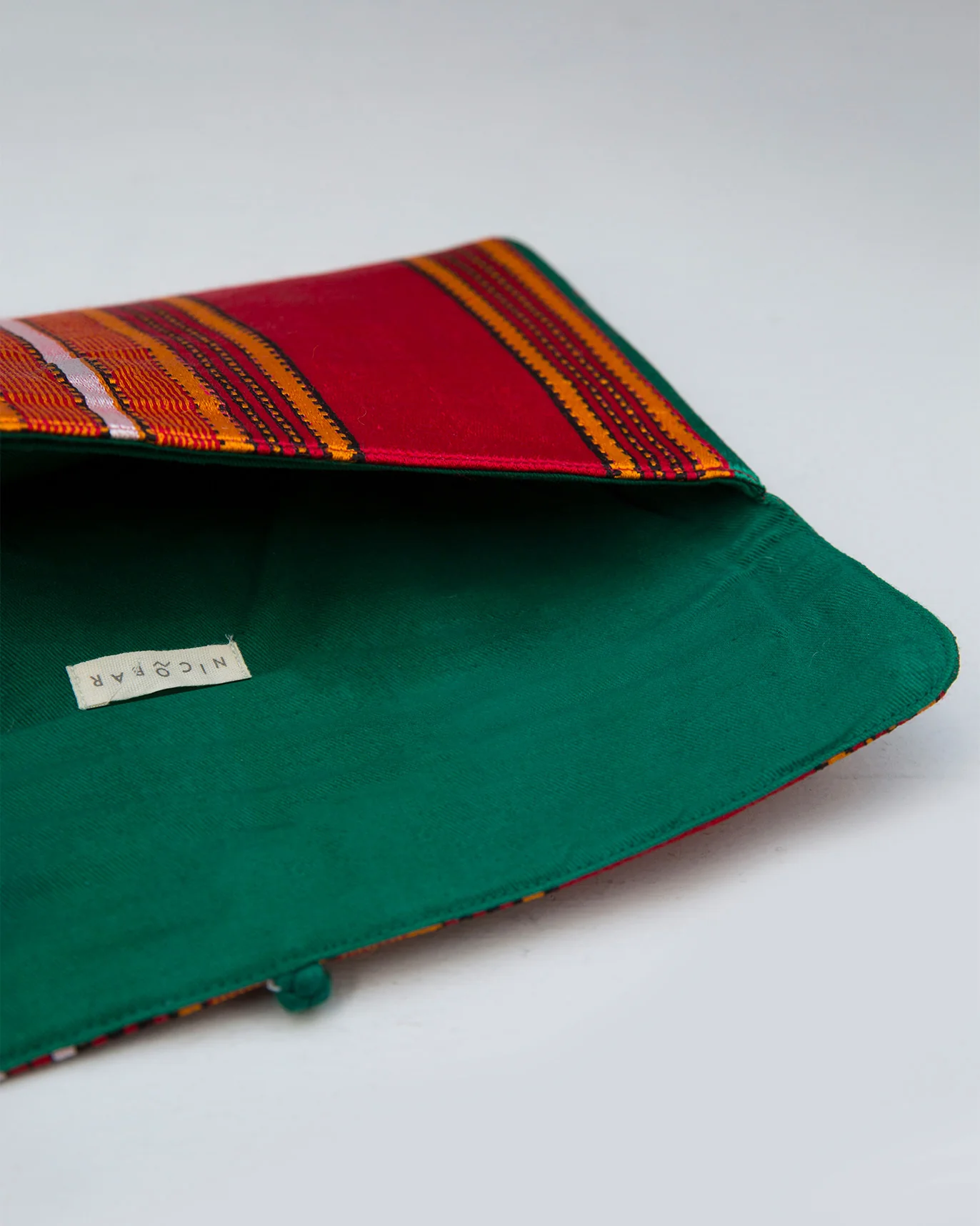 Stripe Flap Clutch- Red & Brown - Image 4