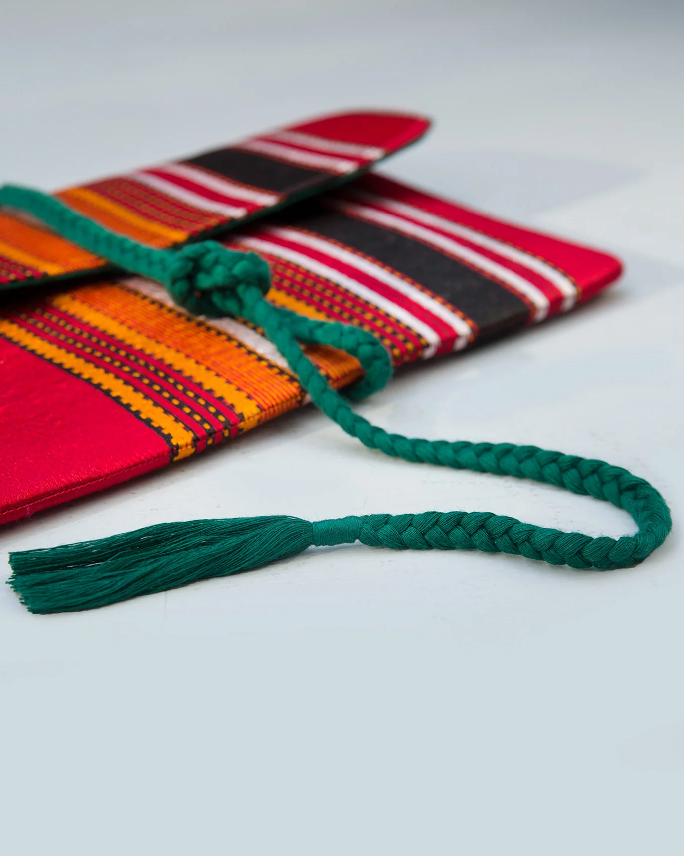Stripe Flap Clutch- Red & Brown - Image 5