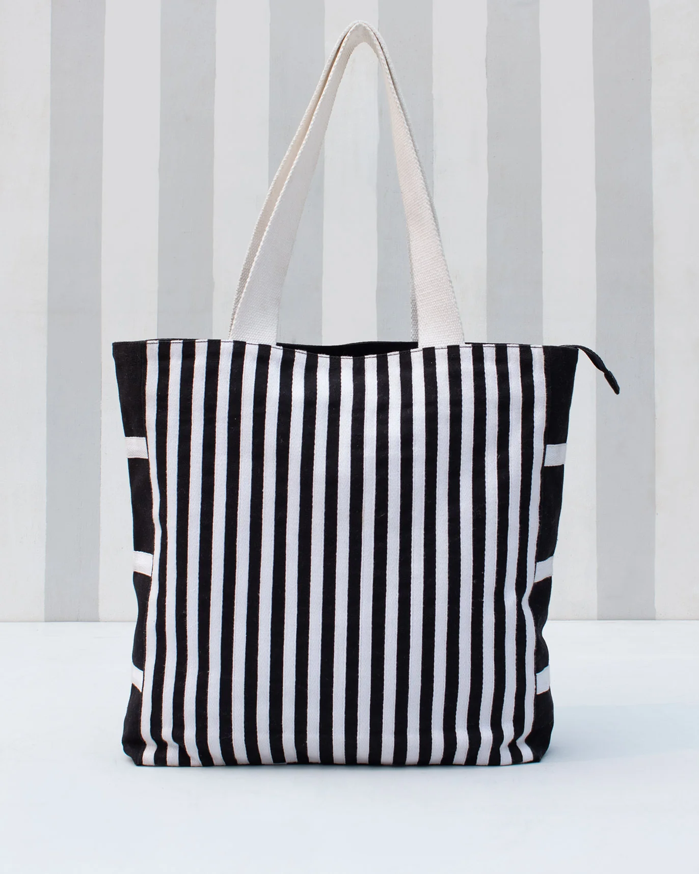 Stripe Tall Tote - Black & White - Image 2