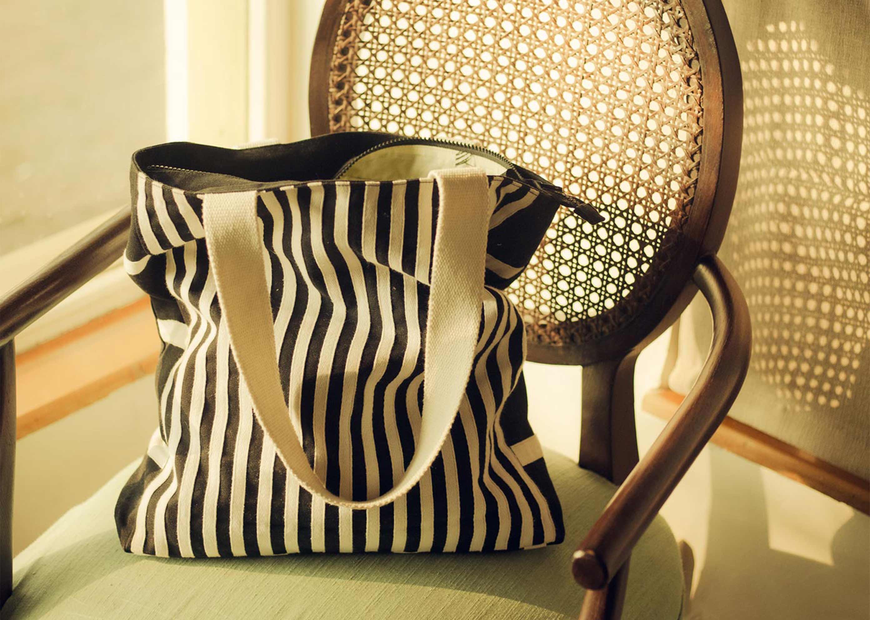 Stripe Tall Tote - Black & White - Image 3