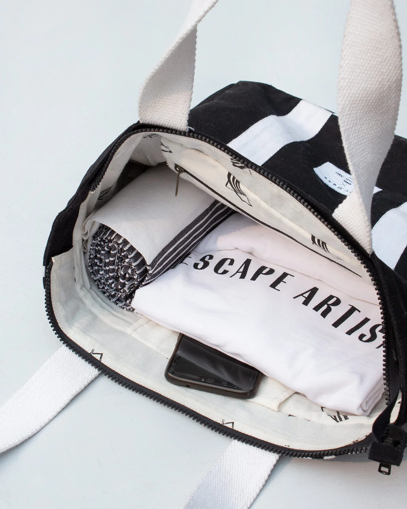 Stripe Tall Tote - Black & White - Image 4