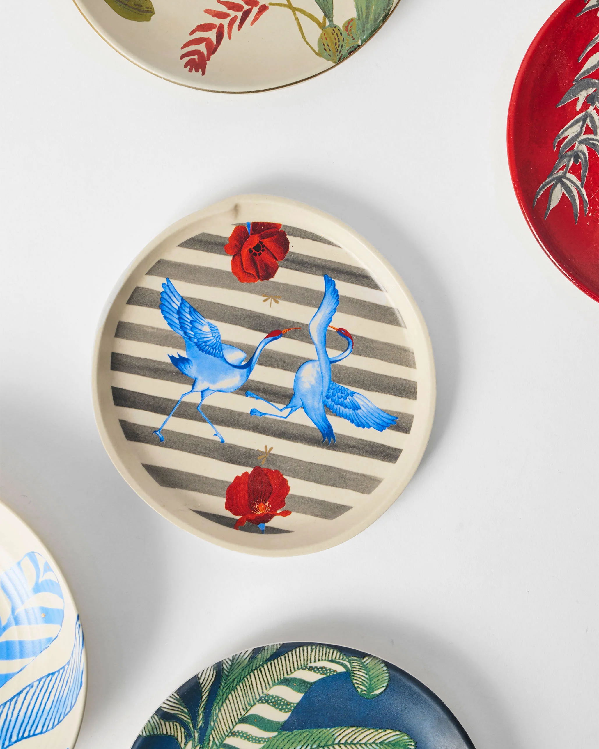 Striped Crane Dessert Plate - Image 3