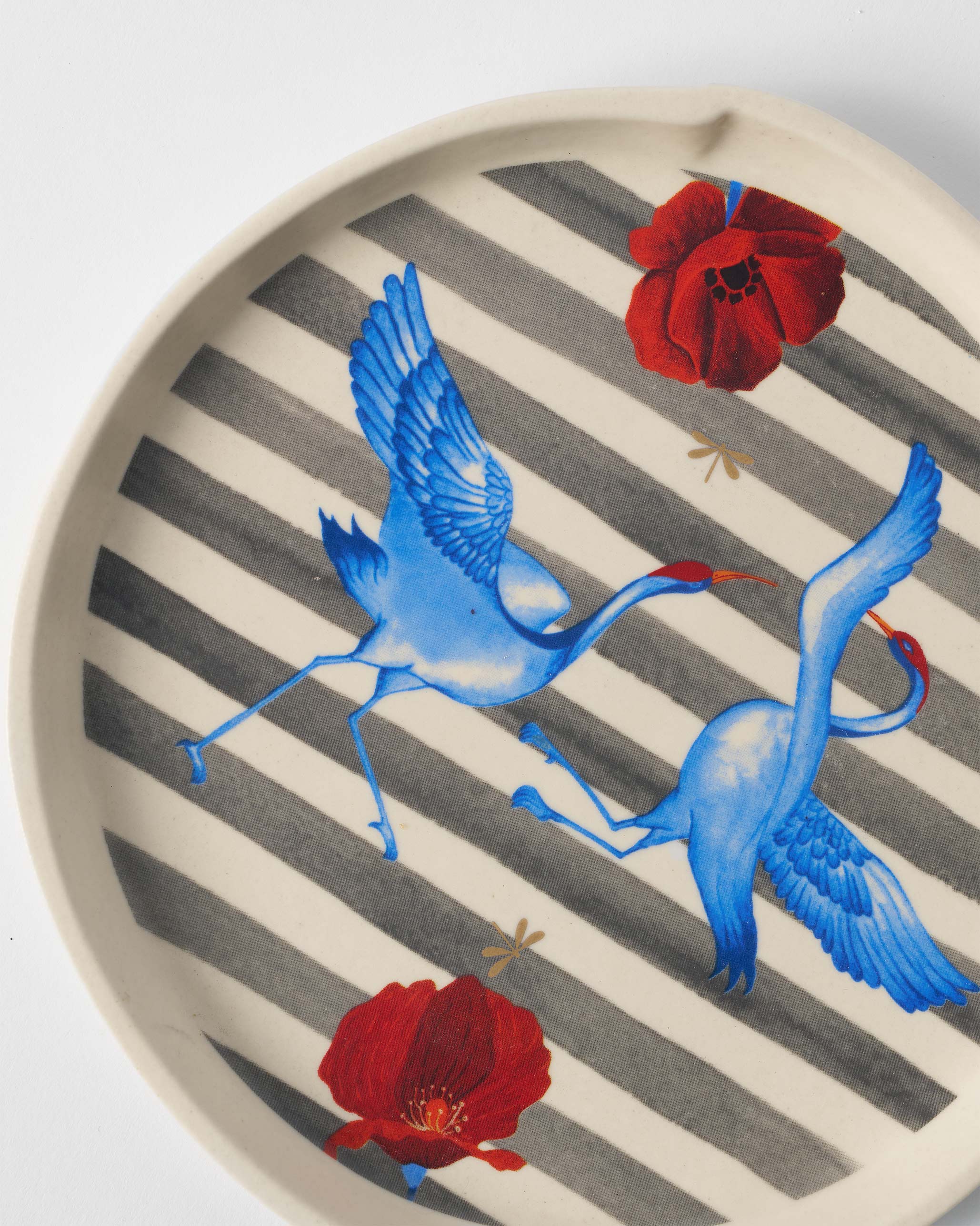 Striped Crane Dessert Plate - Image 5