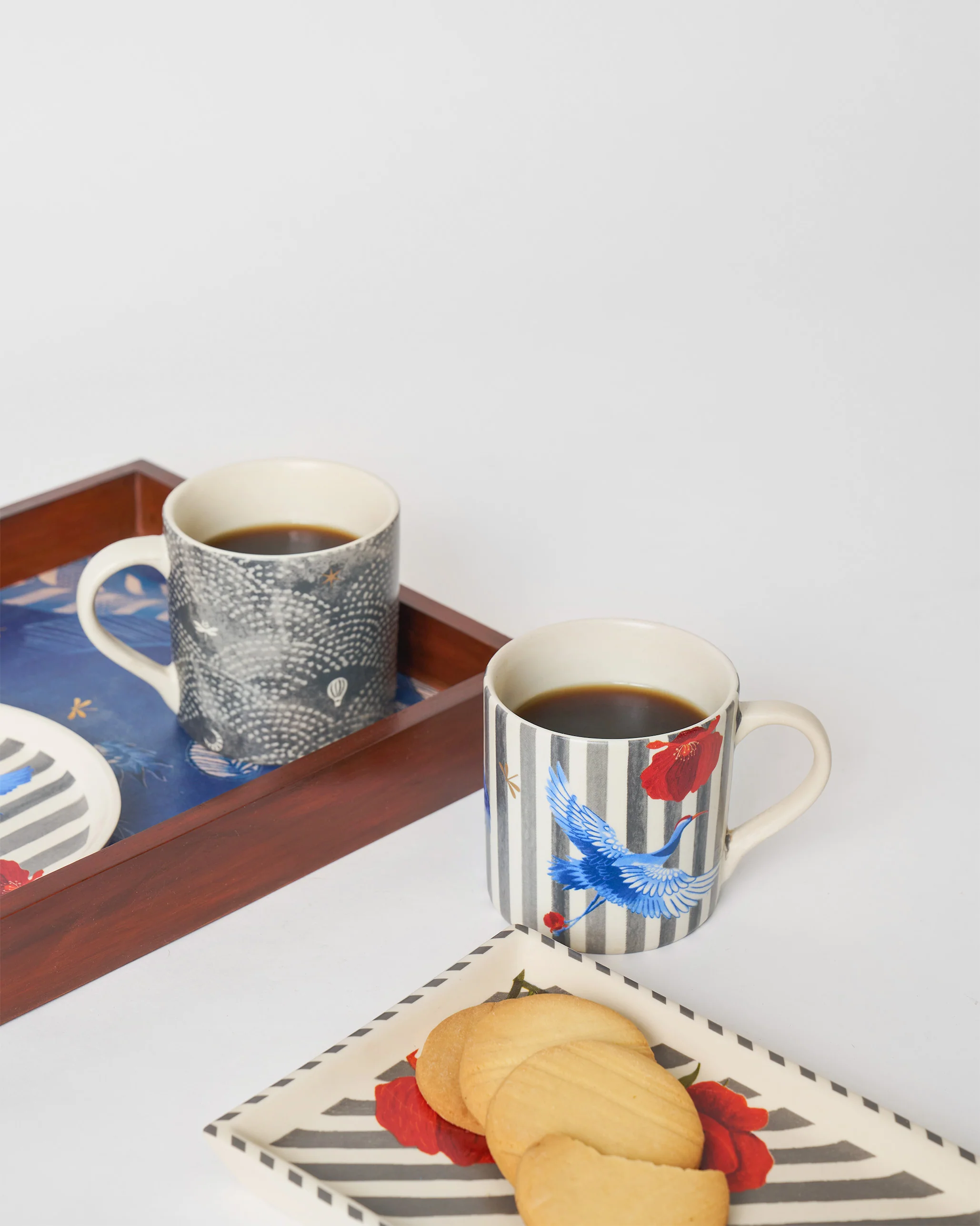 Striped Crane Straight Mug - Set of 2 - Image 2