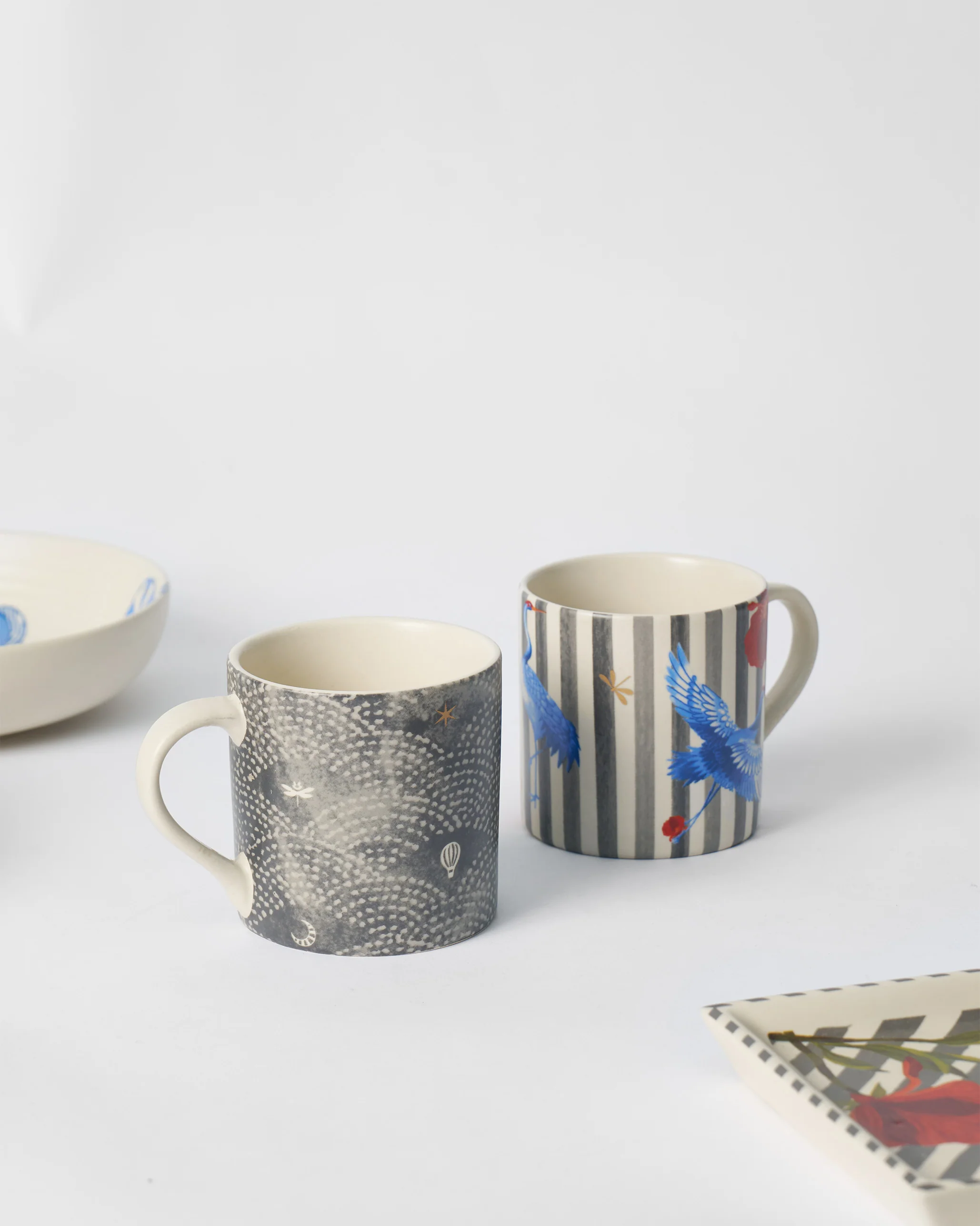 Striped Crane Straight Mug - Set of 2 - Image 3