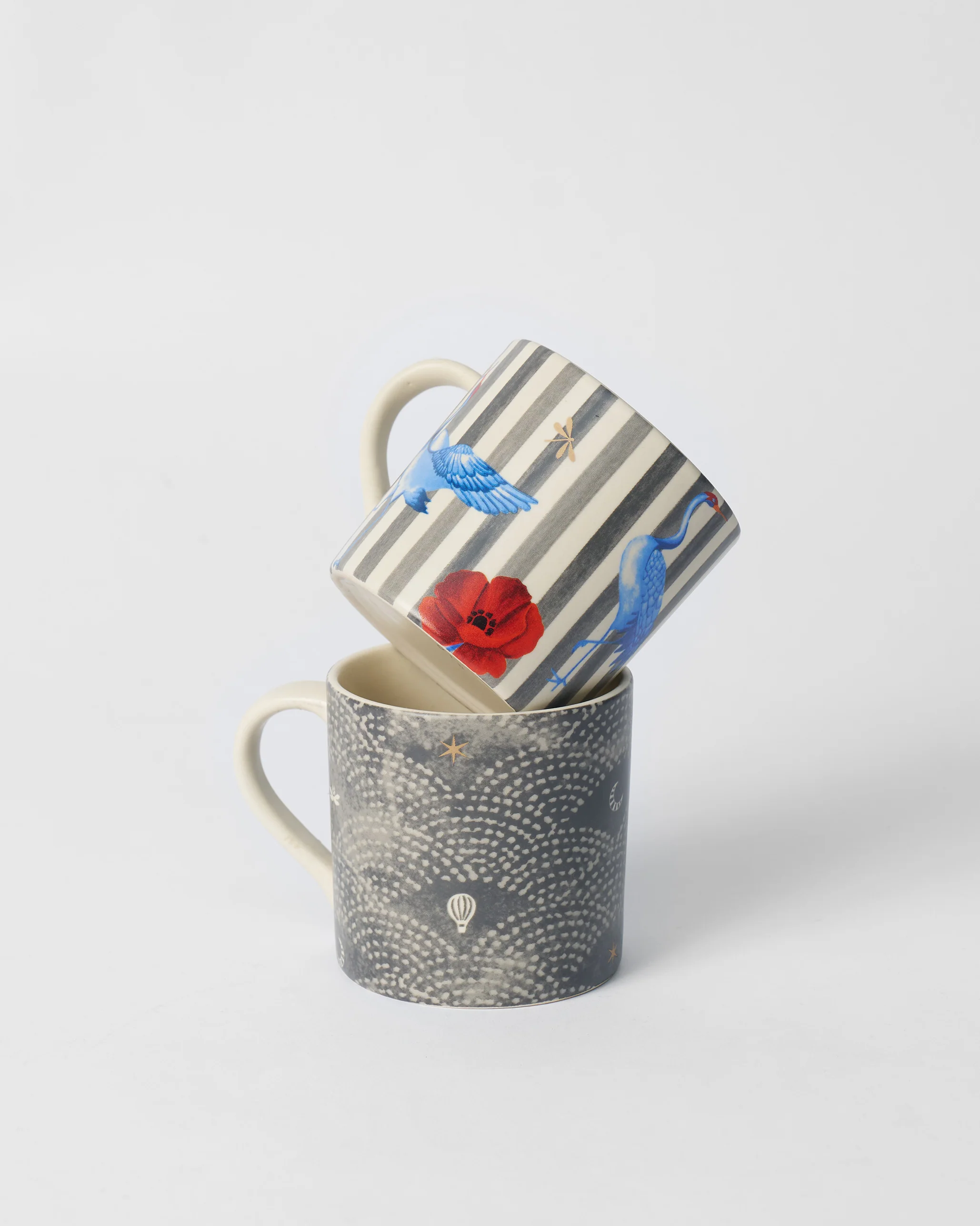 Striped Crane Straight Mug - Set of 2 - Image 4