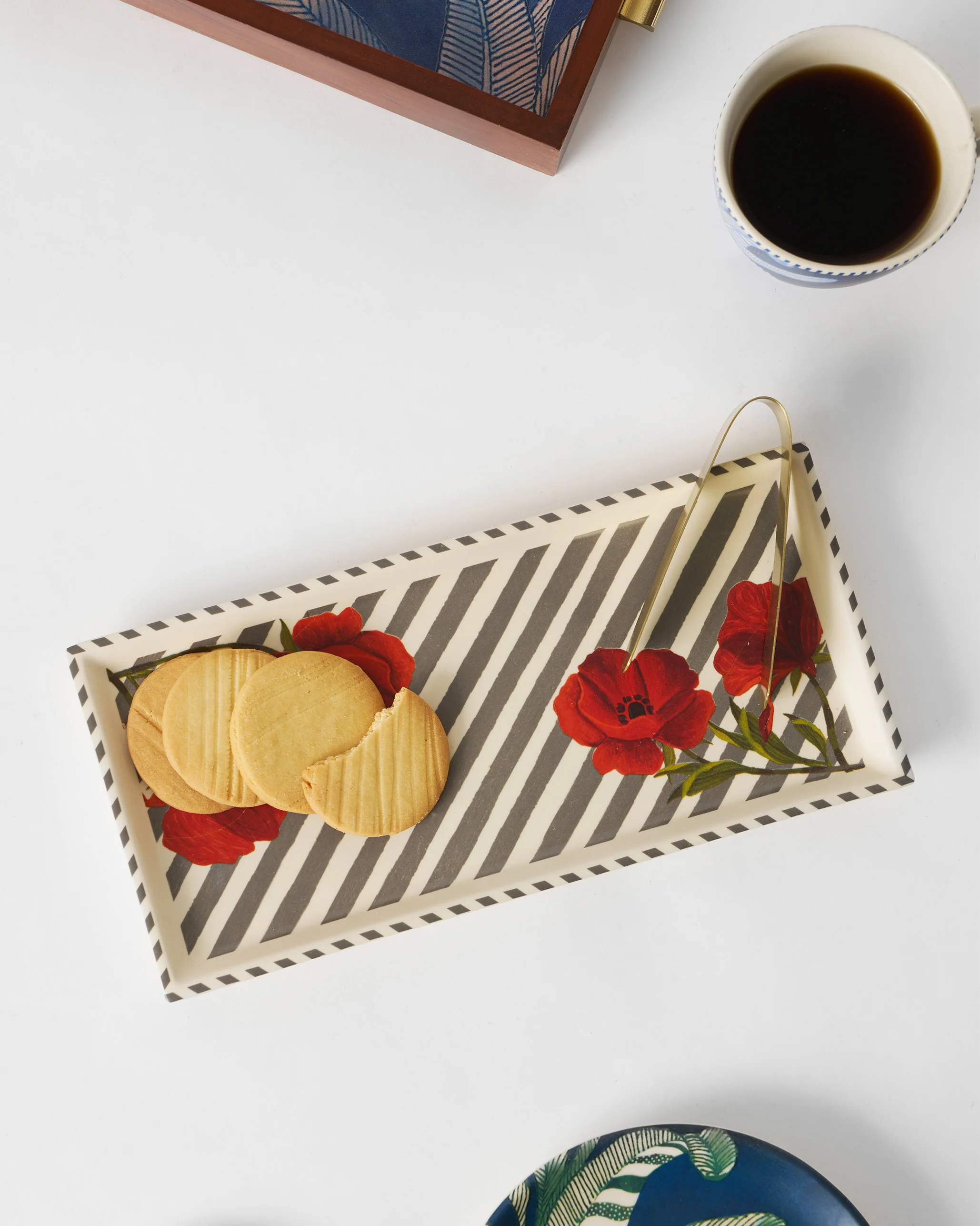 Striped Poppy Cookie Tray with Tong - Image 2