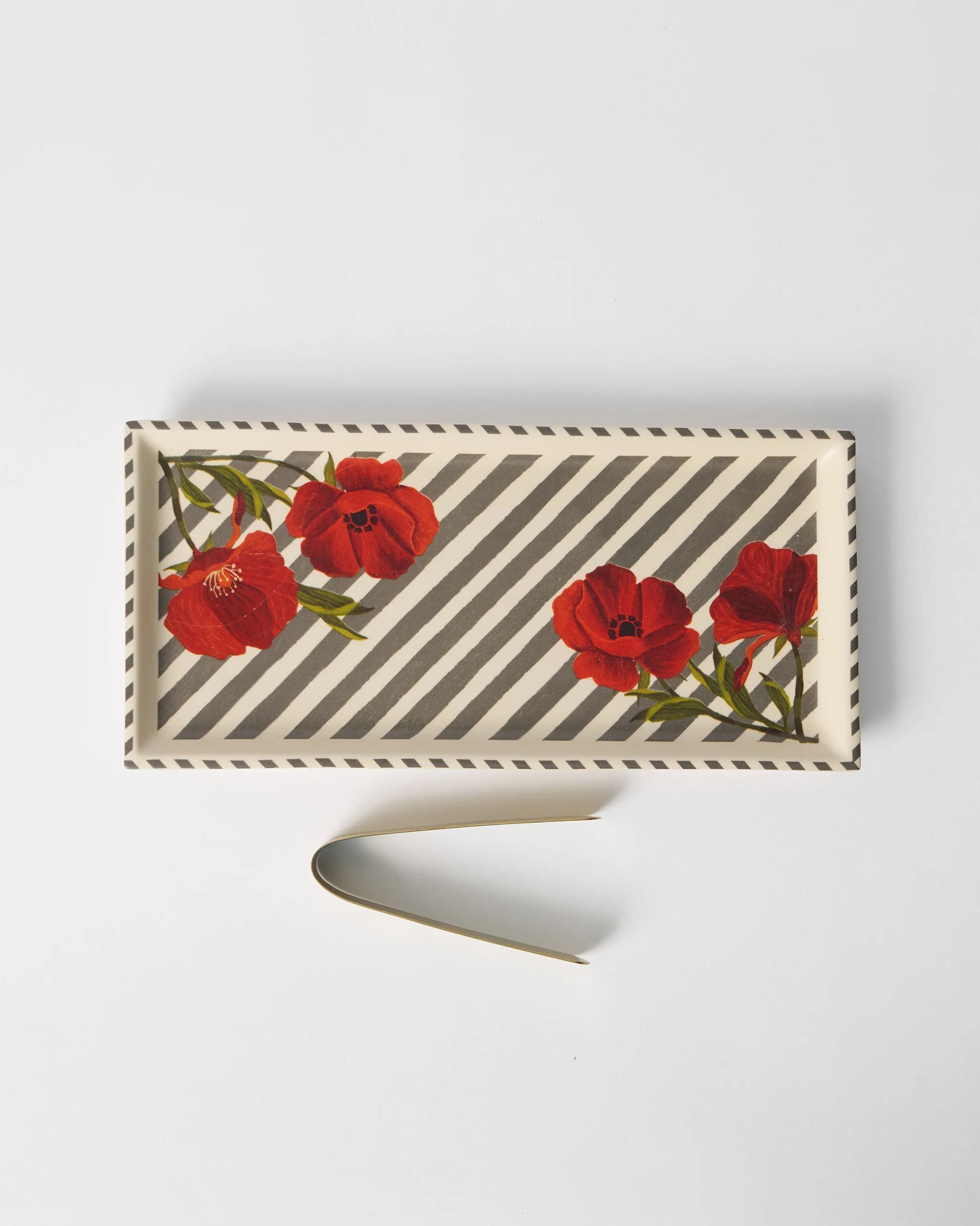 Striped Poppy Cookie Tray with Tong - Image 4