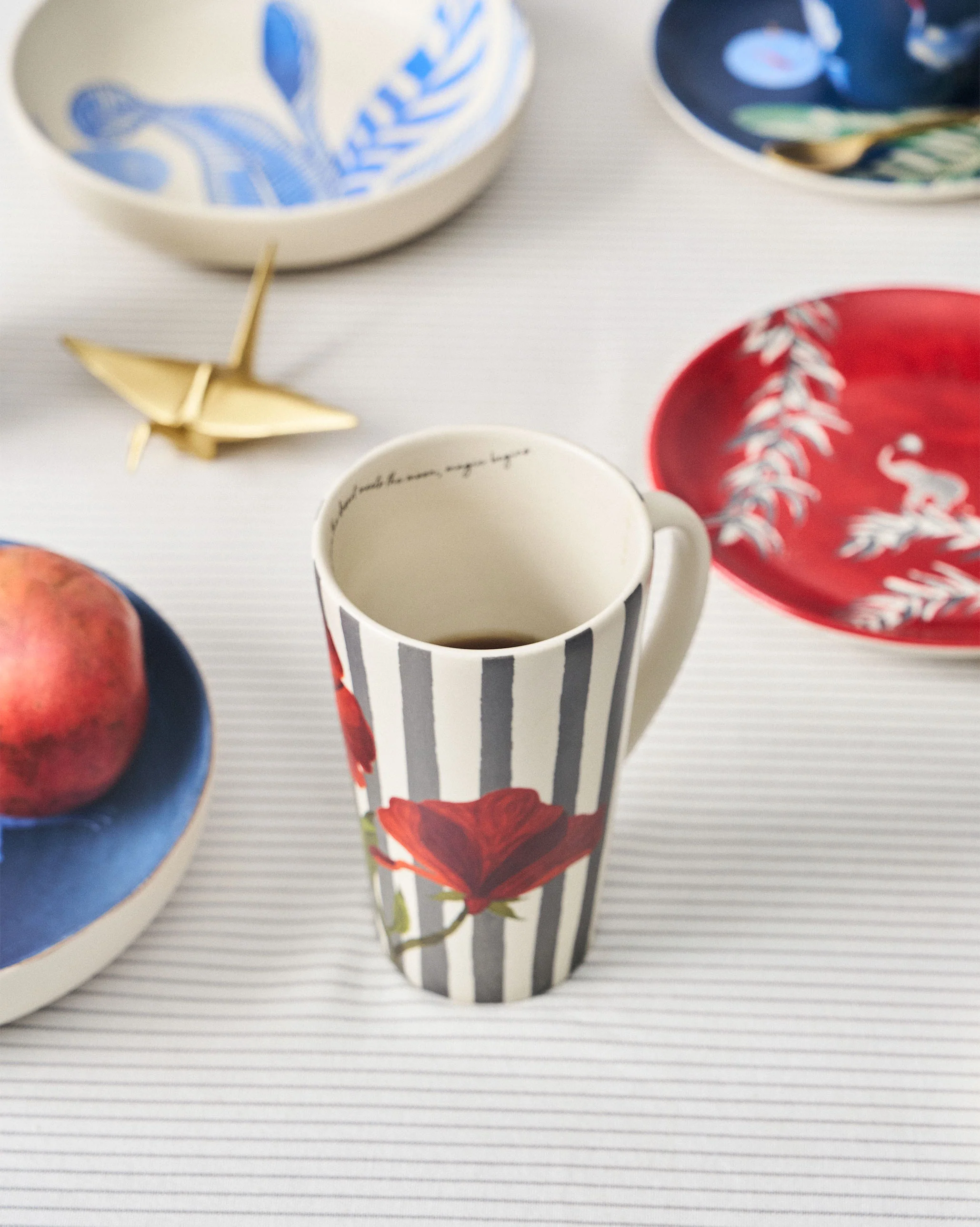 Striped Poppy Tall Mug - Image 2