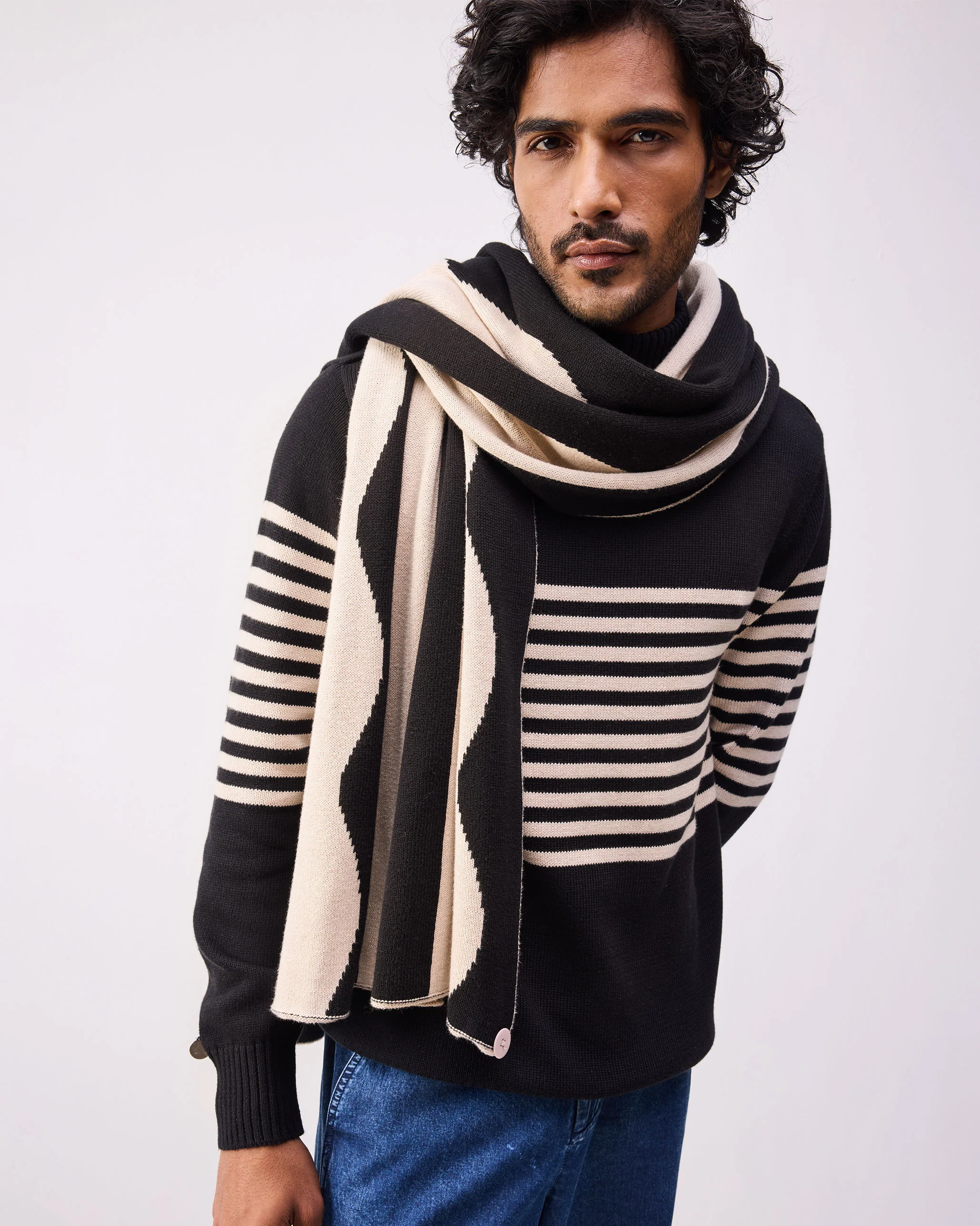 Stripefront Sweater - Black & Oatmeal Stripes - Image 8