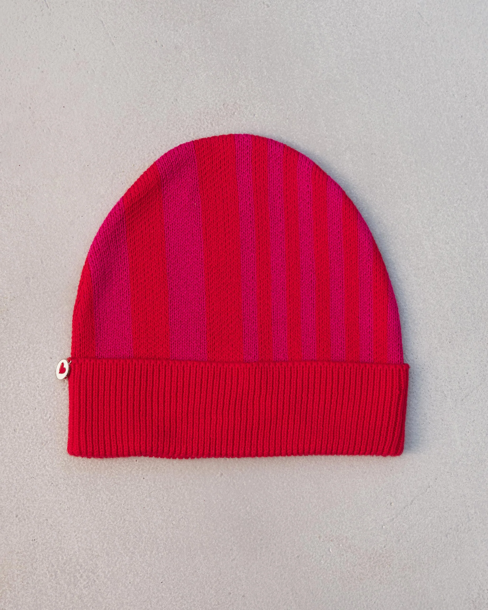 Stripey Beanie - Red & Fuchsia - Image 2