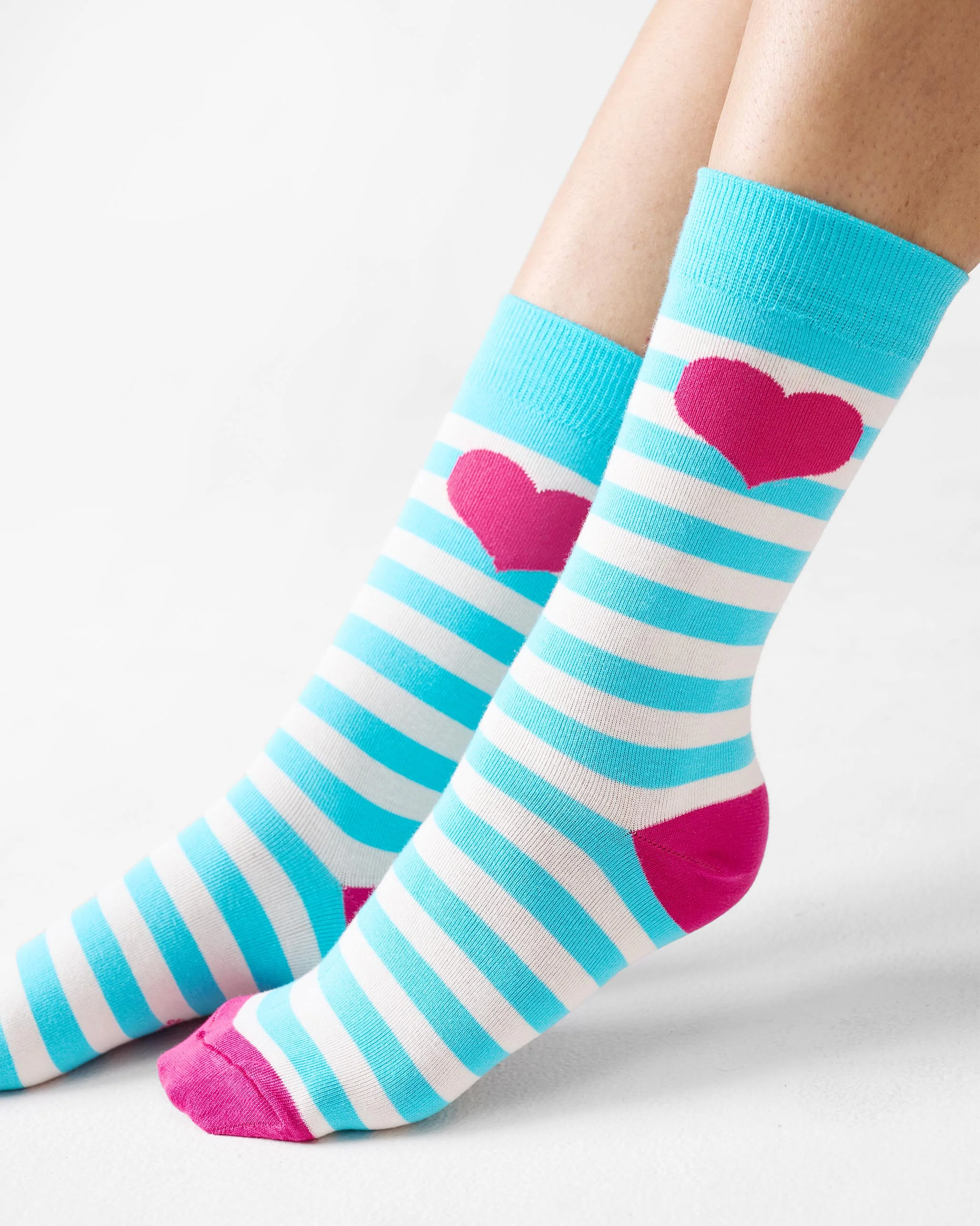 Stripey Socks - Aqua & Oatmeal Stripes - Image 2