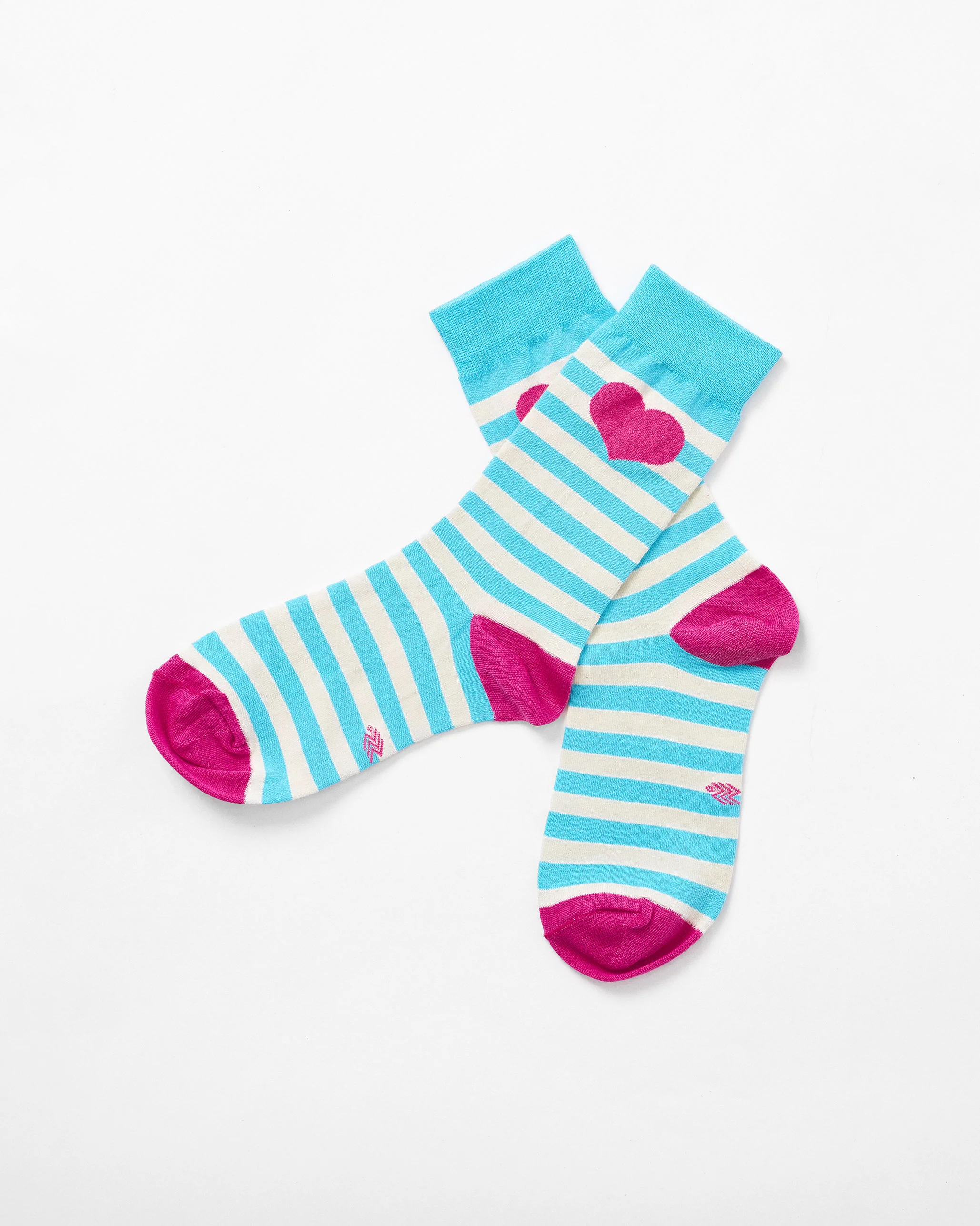 Stripey Socks - Aqua & Oatmeal Stripes - Image 3