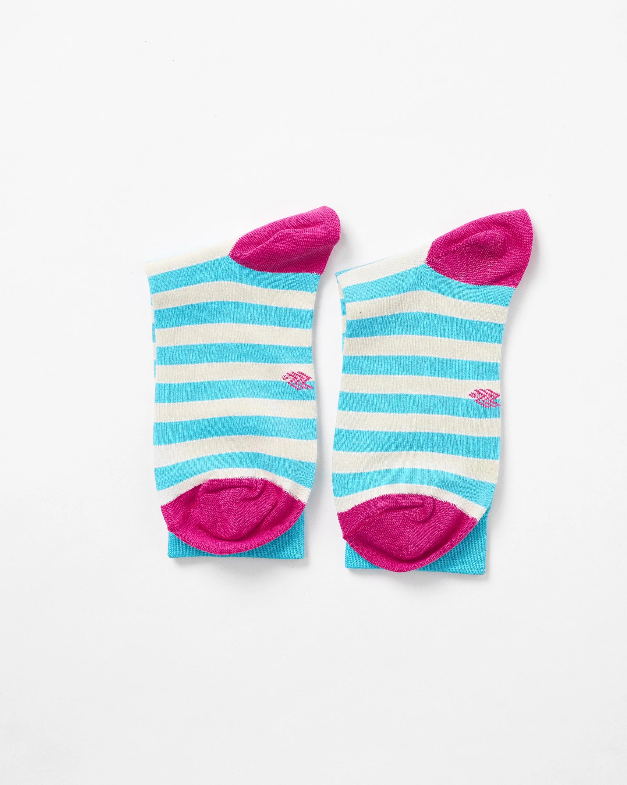 Stripey Socks - Aqua & Oatmeal Stripes - Image 4
