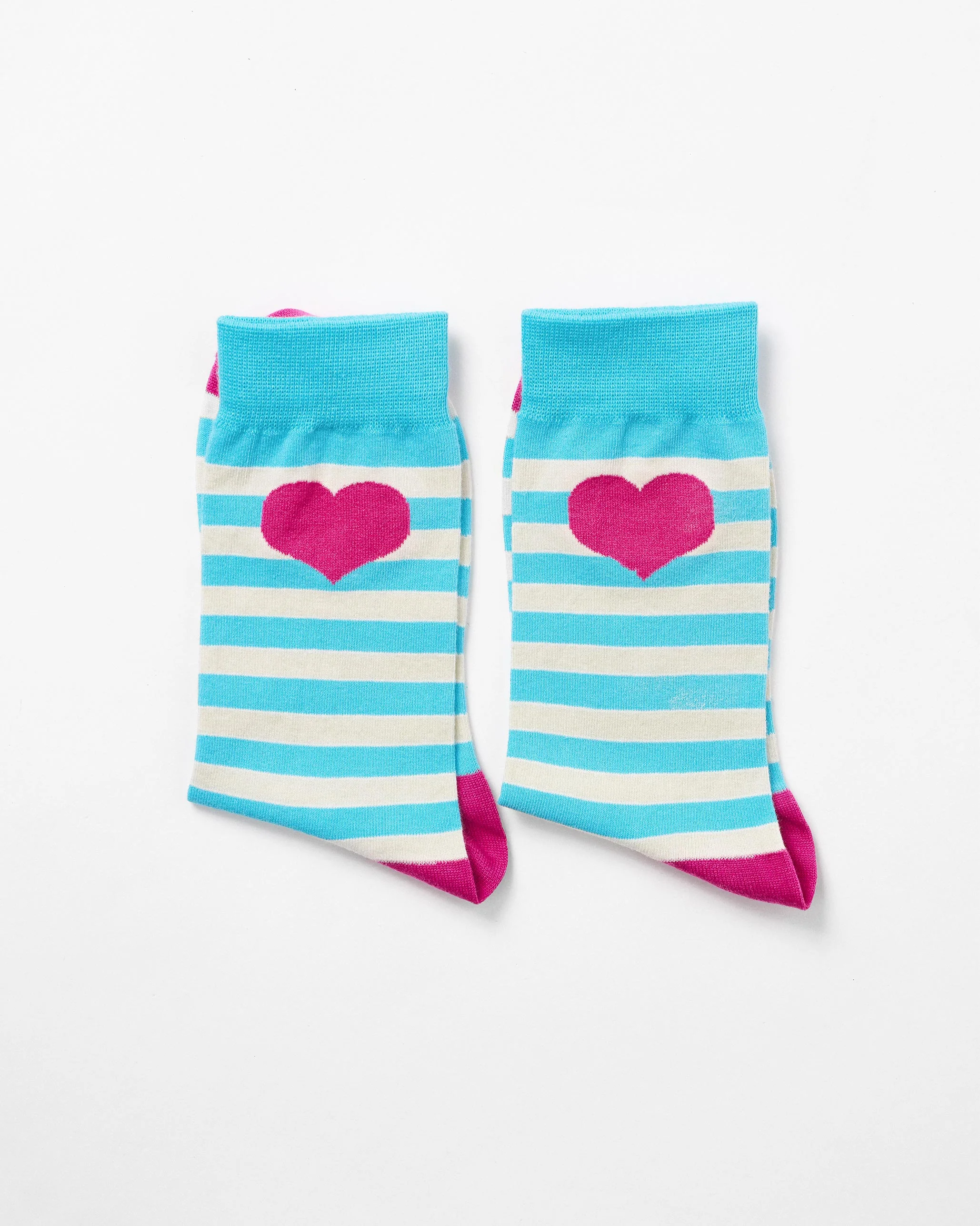 Stripey Socks - Aqua & Oatmeal Stripes - Image 5