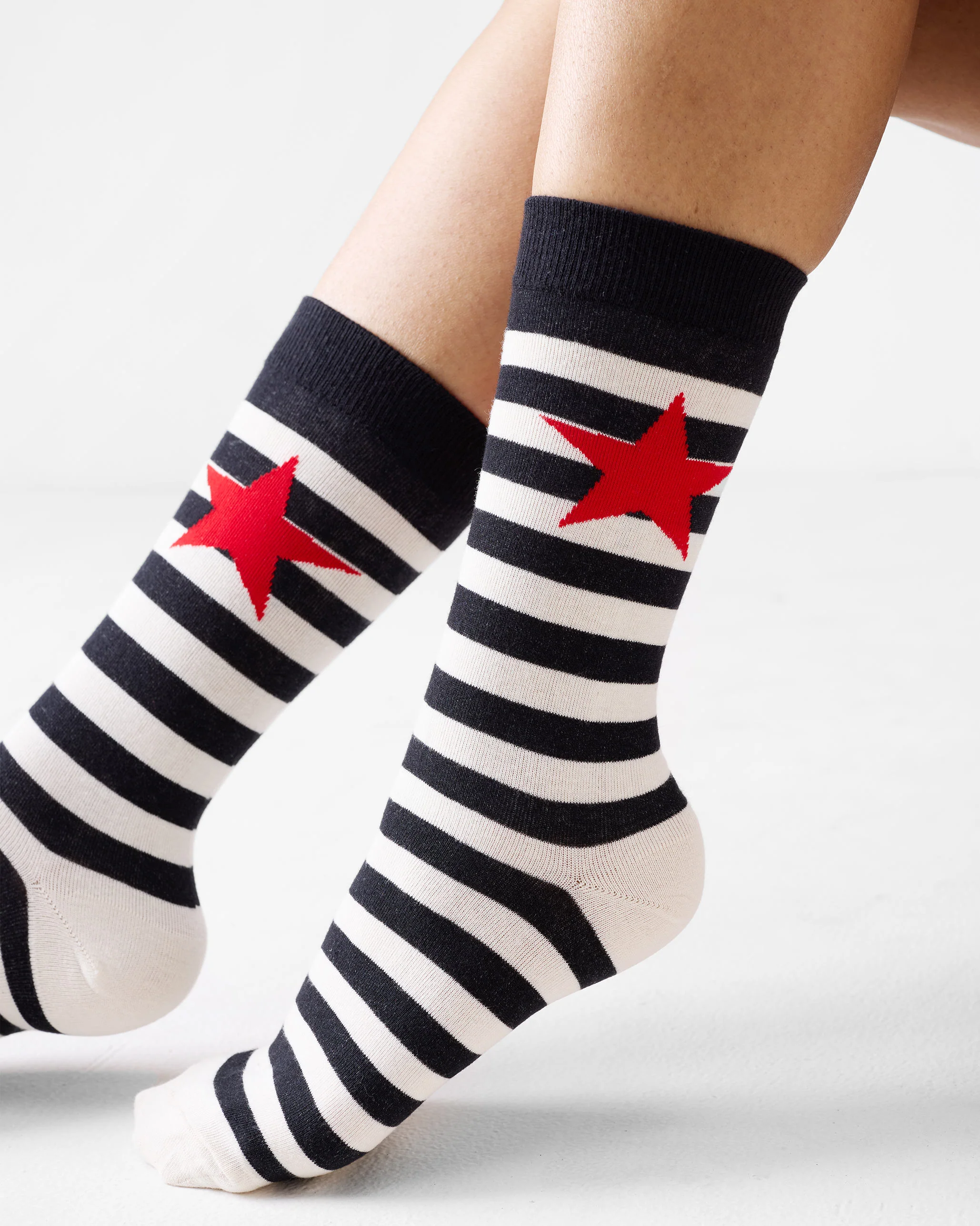 Stripey Socks - Black & Oatmeal Stripes - Image 2