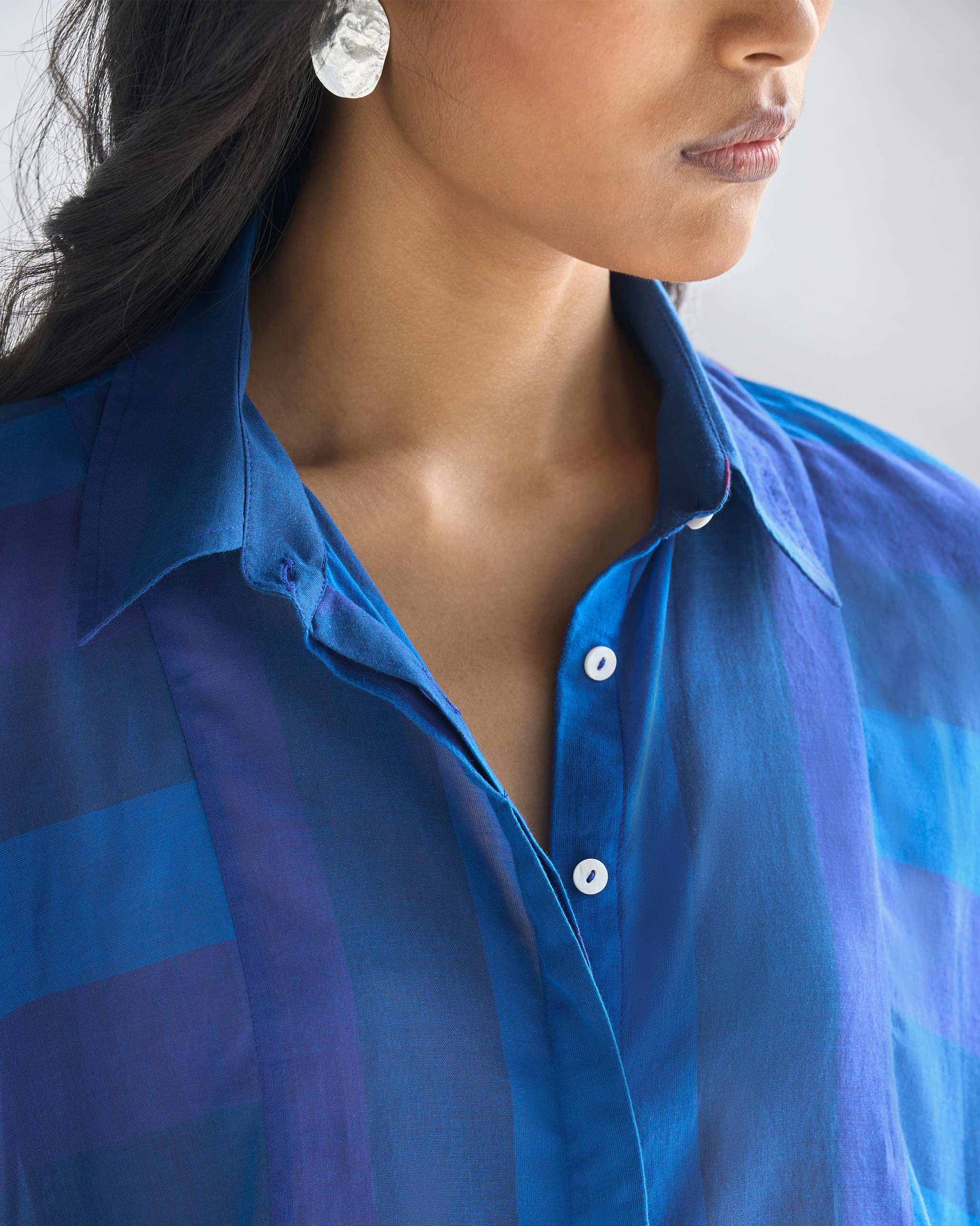 Sugato Panelled Shirt - Navy & Blue - Image 4